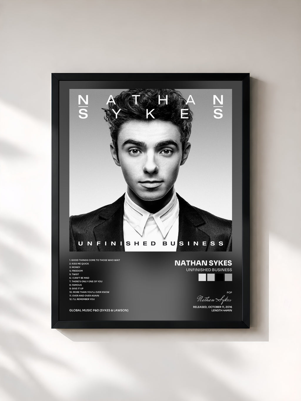 #noir Unfinished Business by Nathan Sykes as a framed art print, black frame, printed and framed in France