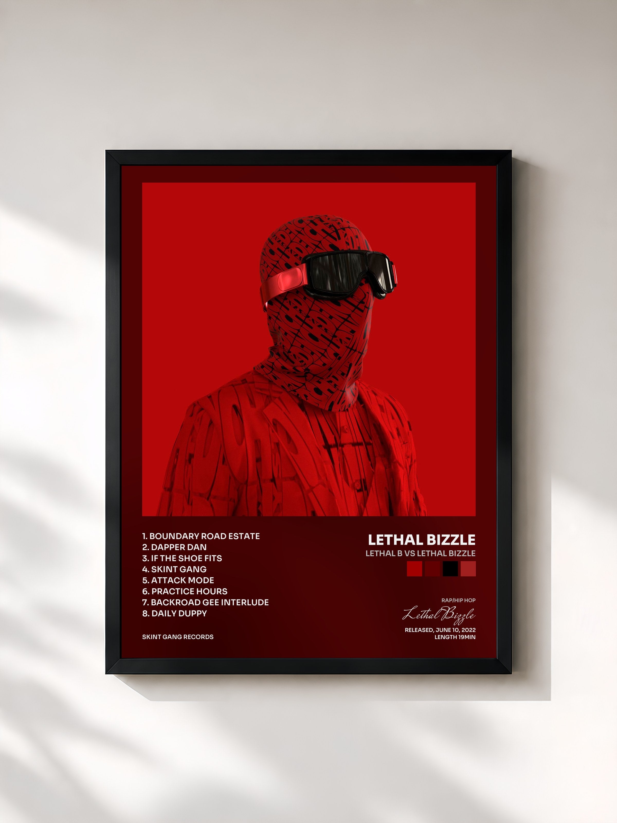 #noir Tableau de l'album Lethal B vs Lethal Bizzle de Lethal Bizzle, cadre noir, imprimé et encadré en France