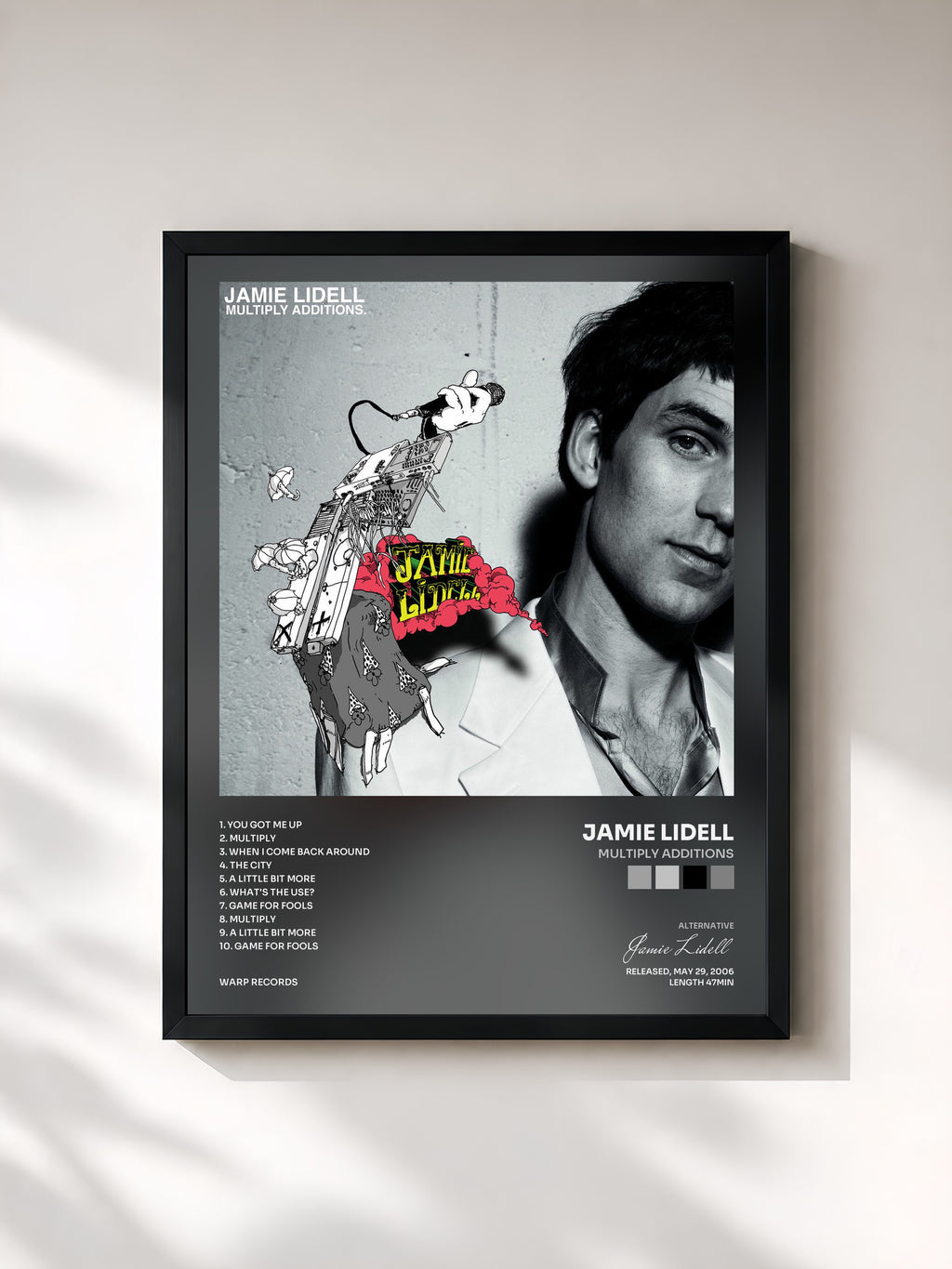 #noir Tableau de l'album Multiply Additions de Jamie Lidell, cadre noir, imprimé et encadré en France
