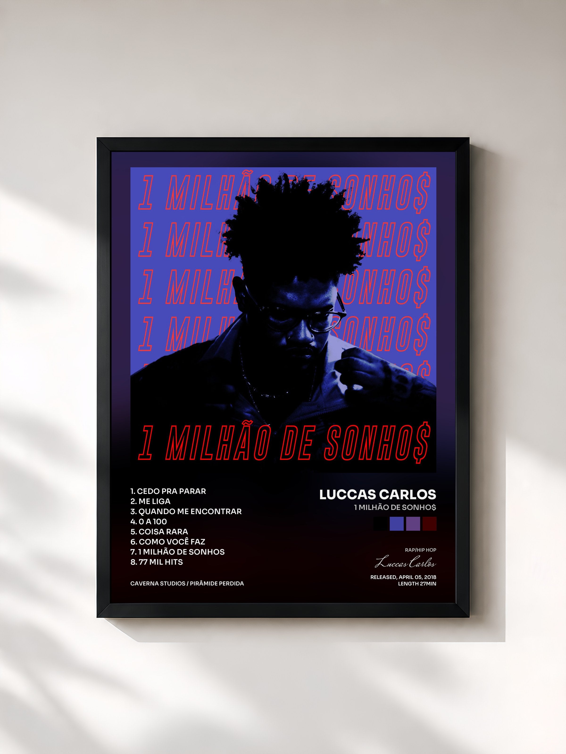 #noir Tableau de l'album 1 Milhão de Sonho$ de Luccas Carlos, cadre noir, imprimé et encadré en France