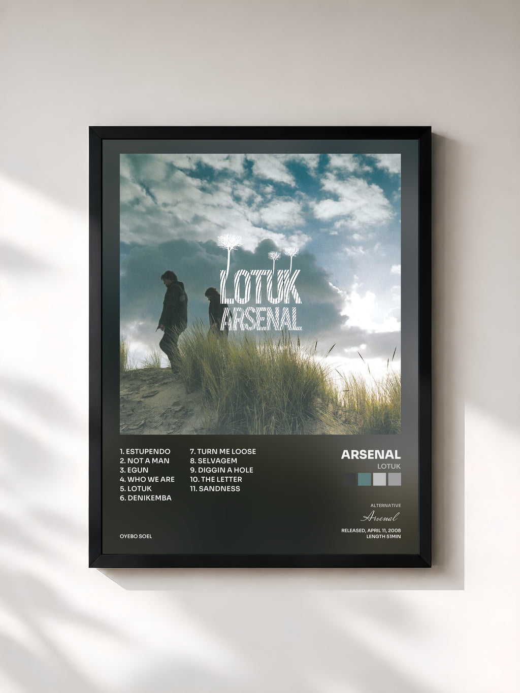 #noir Tableau de l'album Lotuk de Arsenal, cadre noir, imprimé et encadré en France