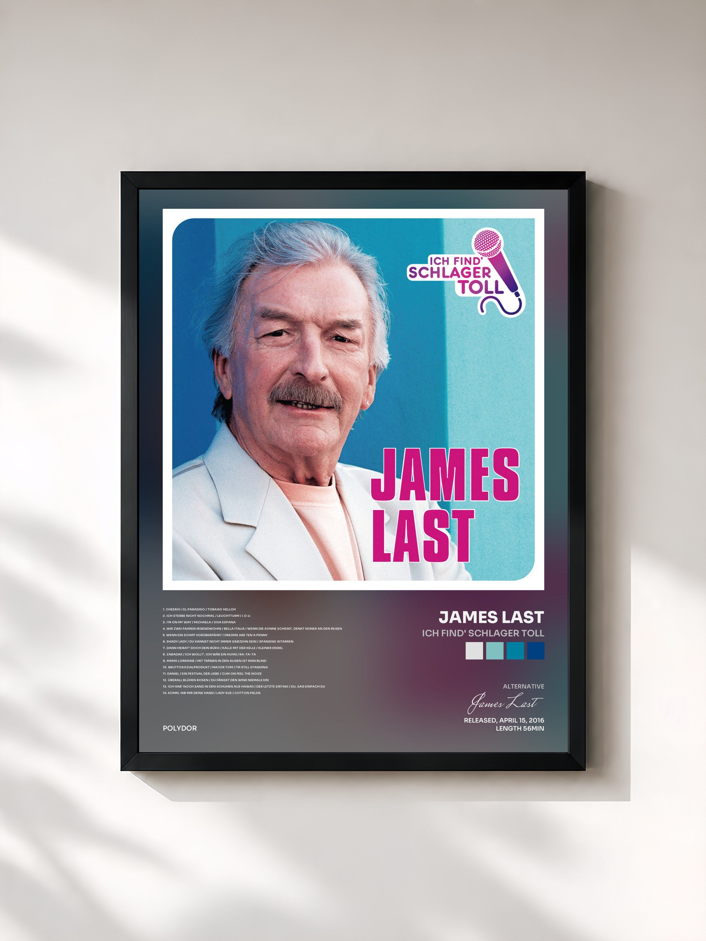#noir Tableau de l'album Ich find' Schlager toll de James Last, cadre noir, imprimé et encadré en France