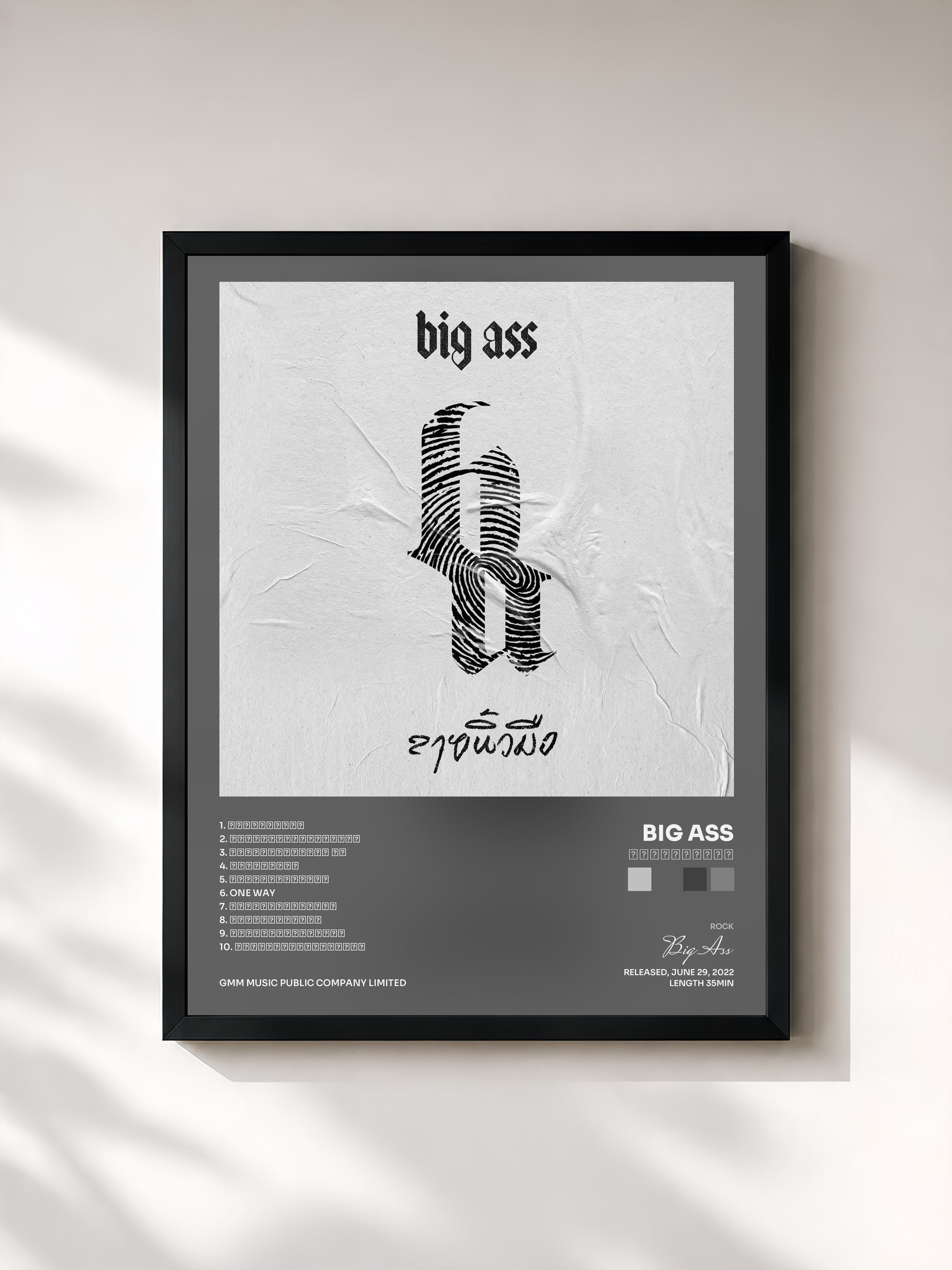 #noir Tableau de l'album ลายนิ้วมือ de Big Ass, cadre noir, imprimé et encadré en France