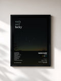 #noir Tableau de l'album Lucky de Nada Surf, cadre noir, imprimé et encadré en France