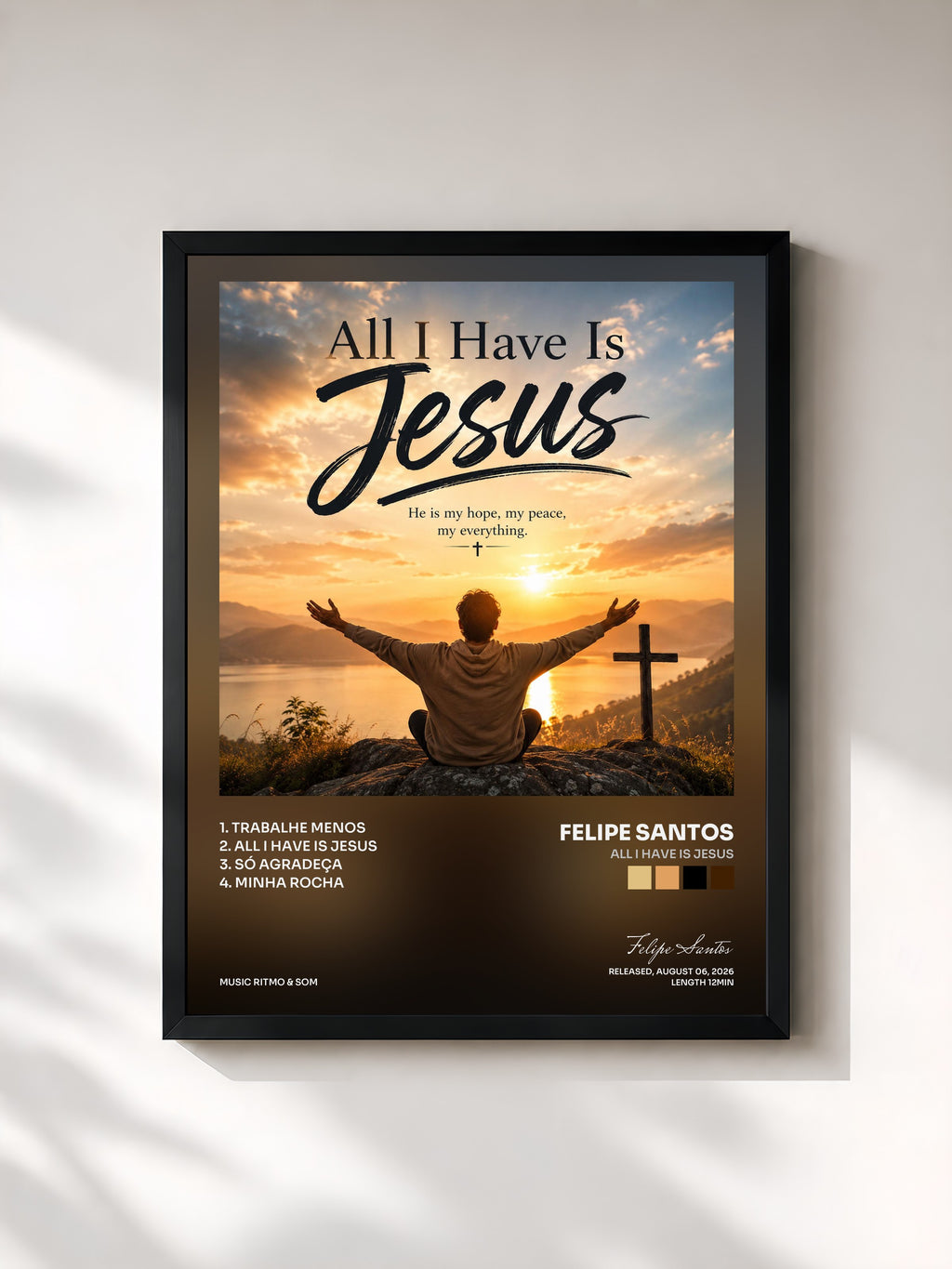 #noir Tableau de l'album All I Have Is Jesus de Felipe Santos, cadre noir, imprimé et encadré en France