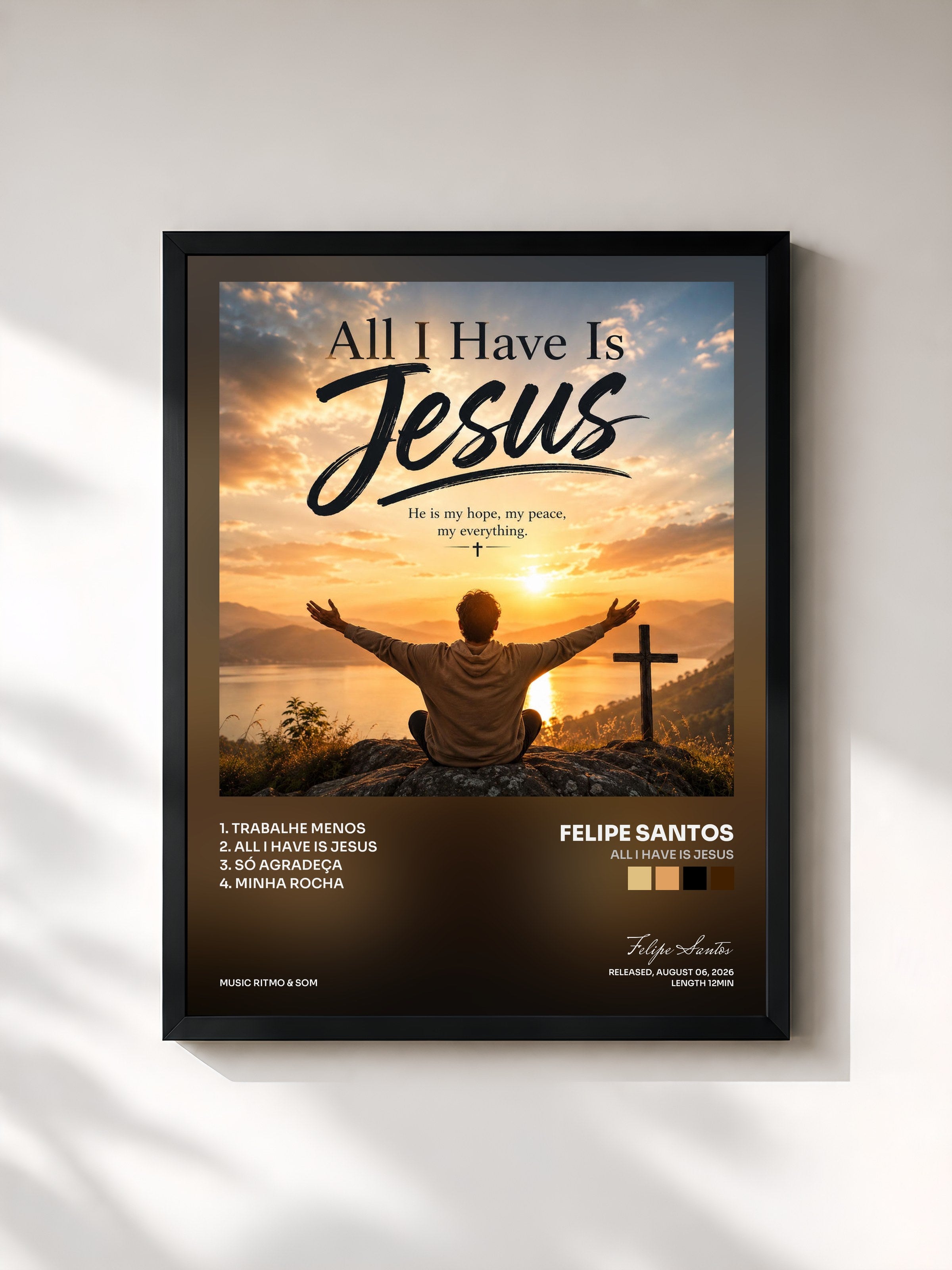 #noir Tableau de l'album All I Have Is Jesus de Felipe Santos, cadre noir, imprimé et encadré en France