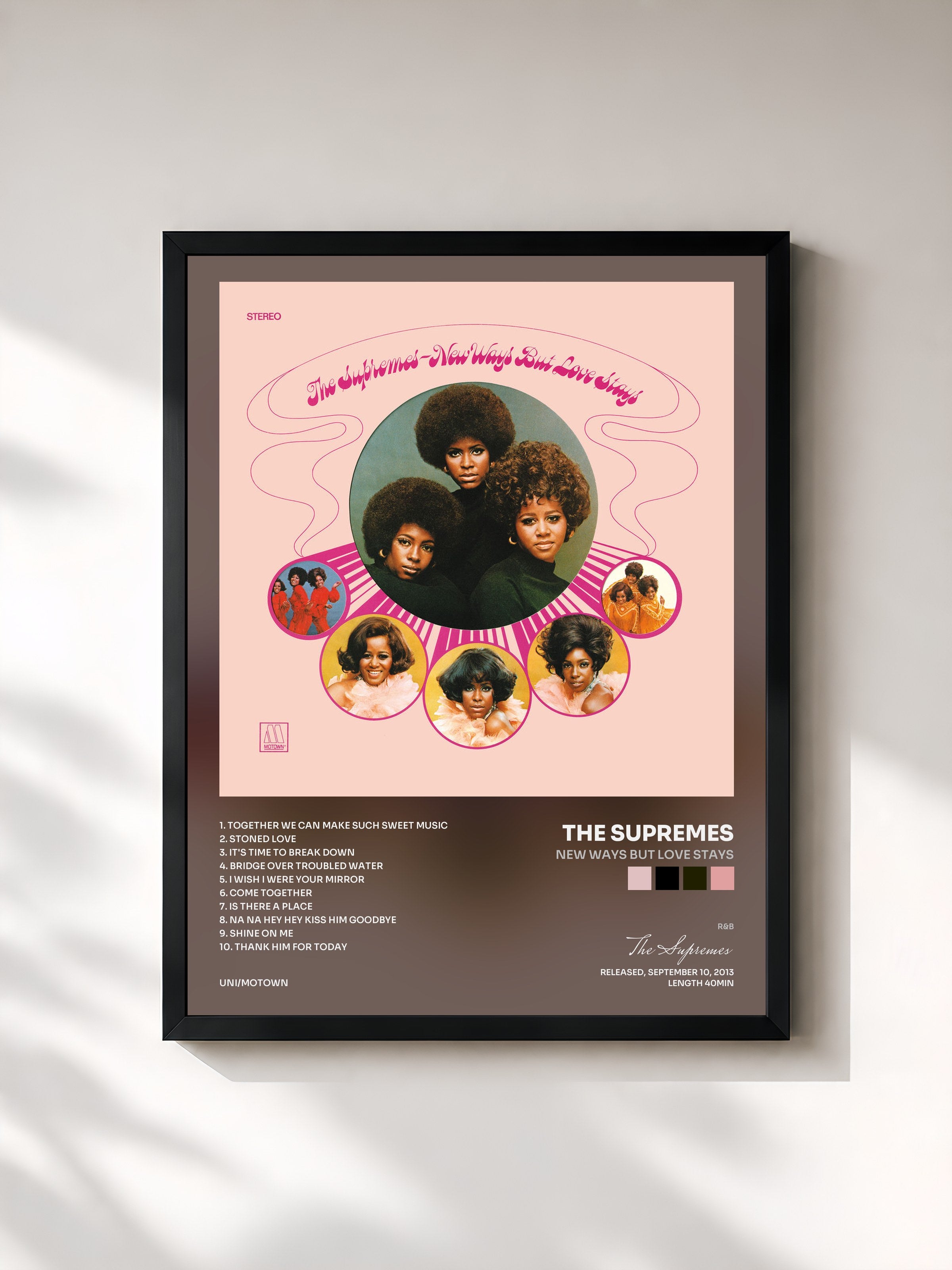 #noir Tableau de l'album New Ways But Love Stays de The Supremes, cadre noir, imprimé et encadré en France
