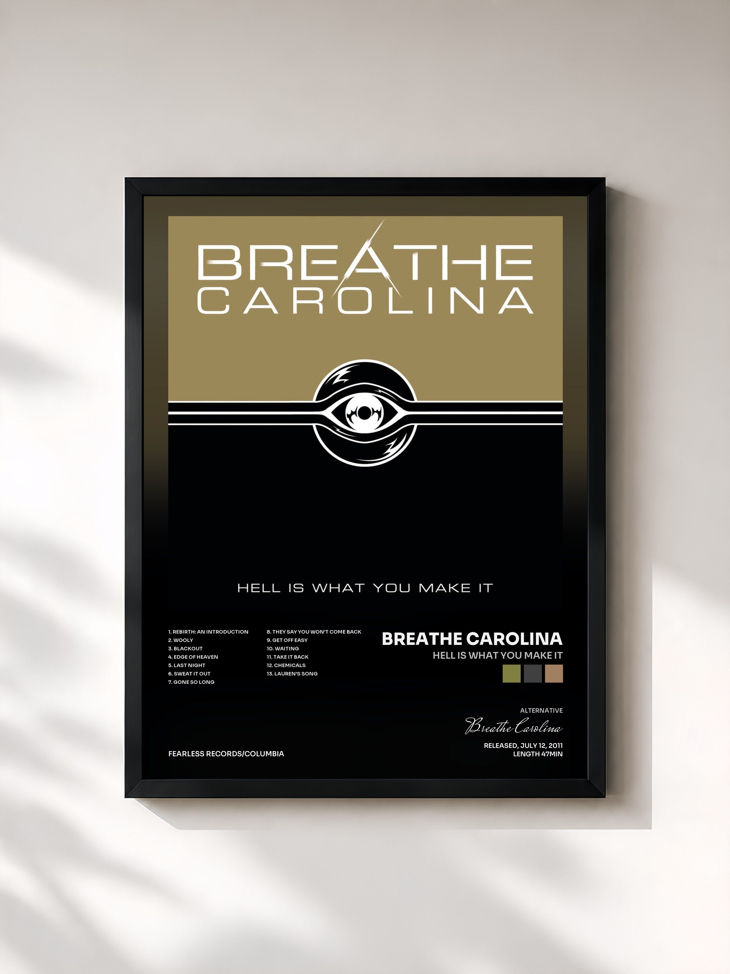#noir Tableau de l'album Hell Is What You Make It de Breathe Carolina, cadre noir, imprimé et encadré en France