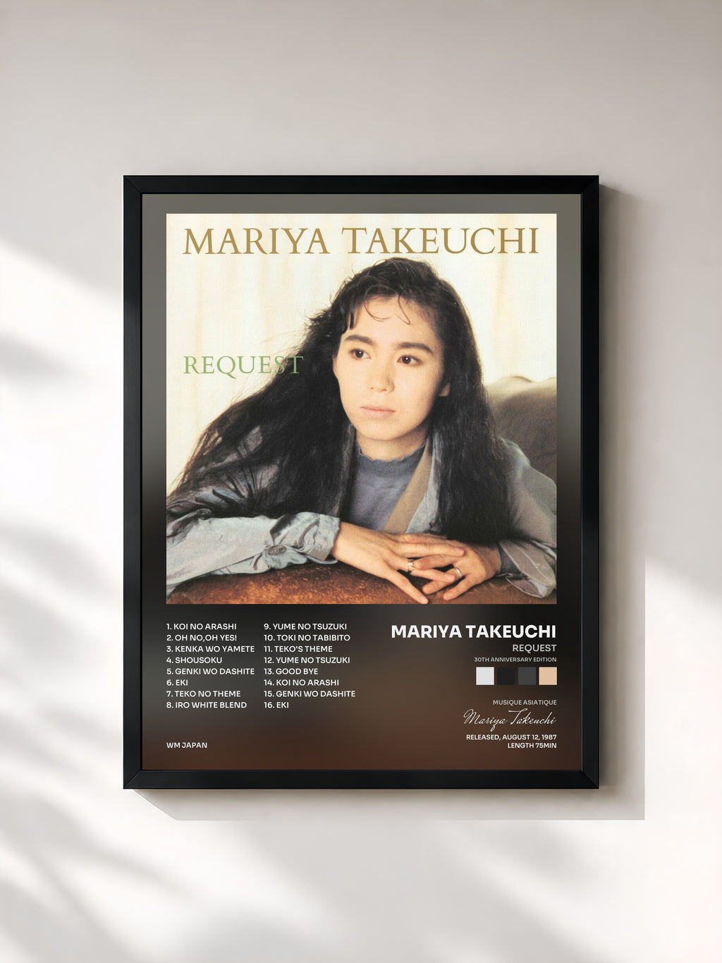 #noir Tableau de l'album REQUEST (30th Anniversary Edition) de Mariya Takeuchi, cadre noir, imprimé et encadré en France