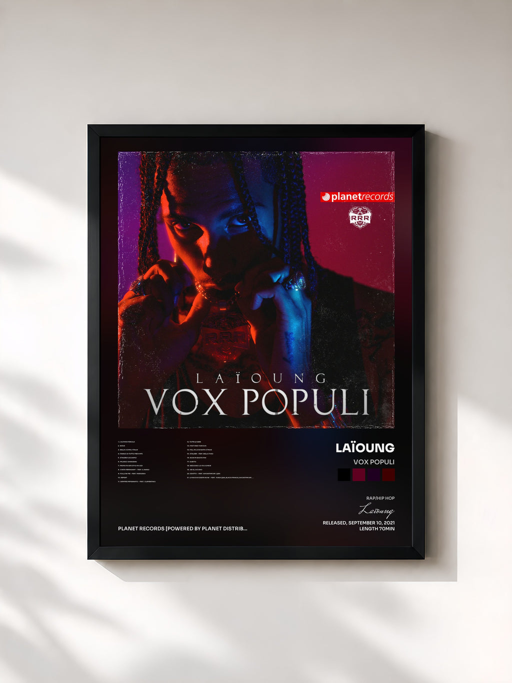 #noir Tableau de l'album Vox Populi de Laïoung, cadre noir, imprimé et encadré en France