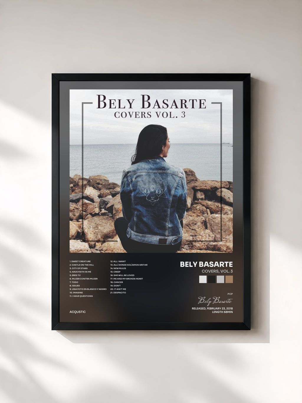 #noir Tableau de l'album Covers, Vol. 3 de Bely Basarte, cadre noir, imprimé et encadré en France