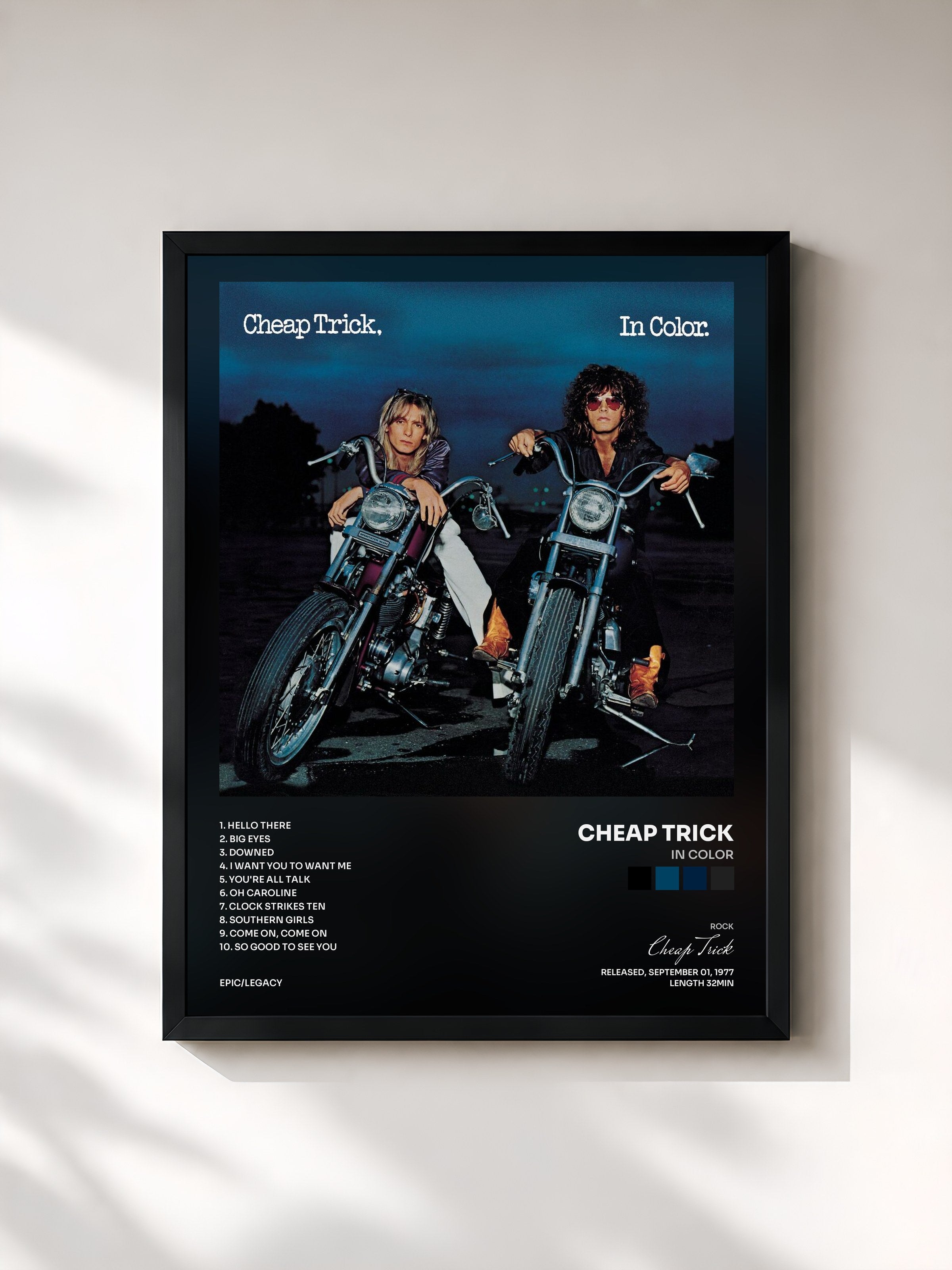 #noir Tableau de l'album In Color de Cheap Trick, cadre noir, imprimé et encadré en France
