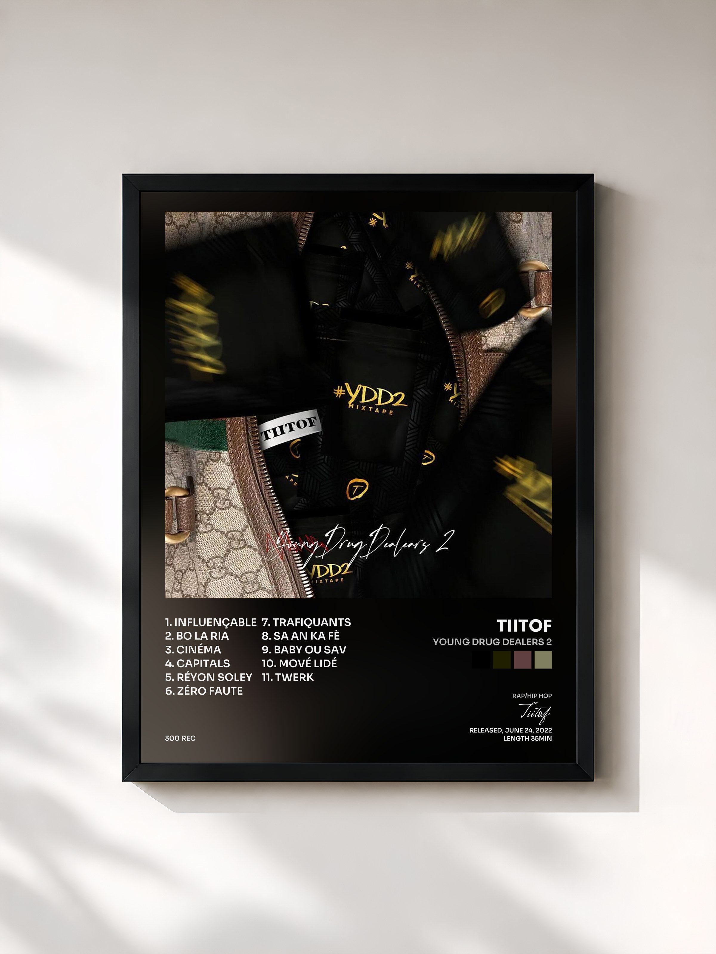 #noir Tableau de l'album Young Drug Dealers 2 de Tiitof, cadre noir, imprimé et encadré en France