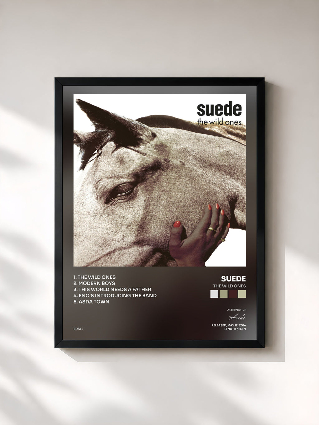#noir Tableau de l'album The Wild Ones de Suede, cadre noir, imprimé et encadré en France