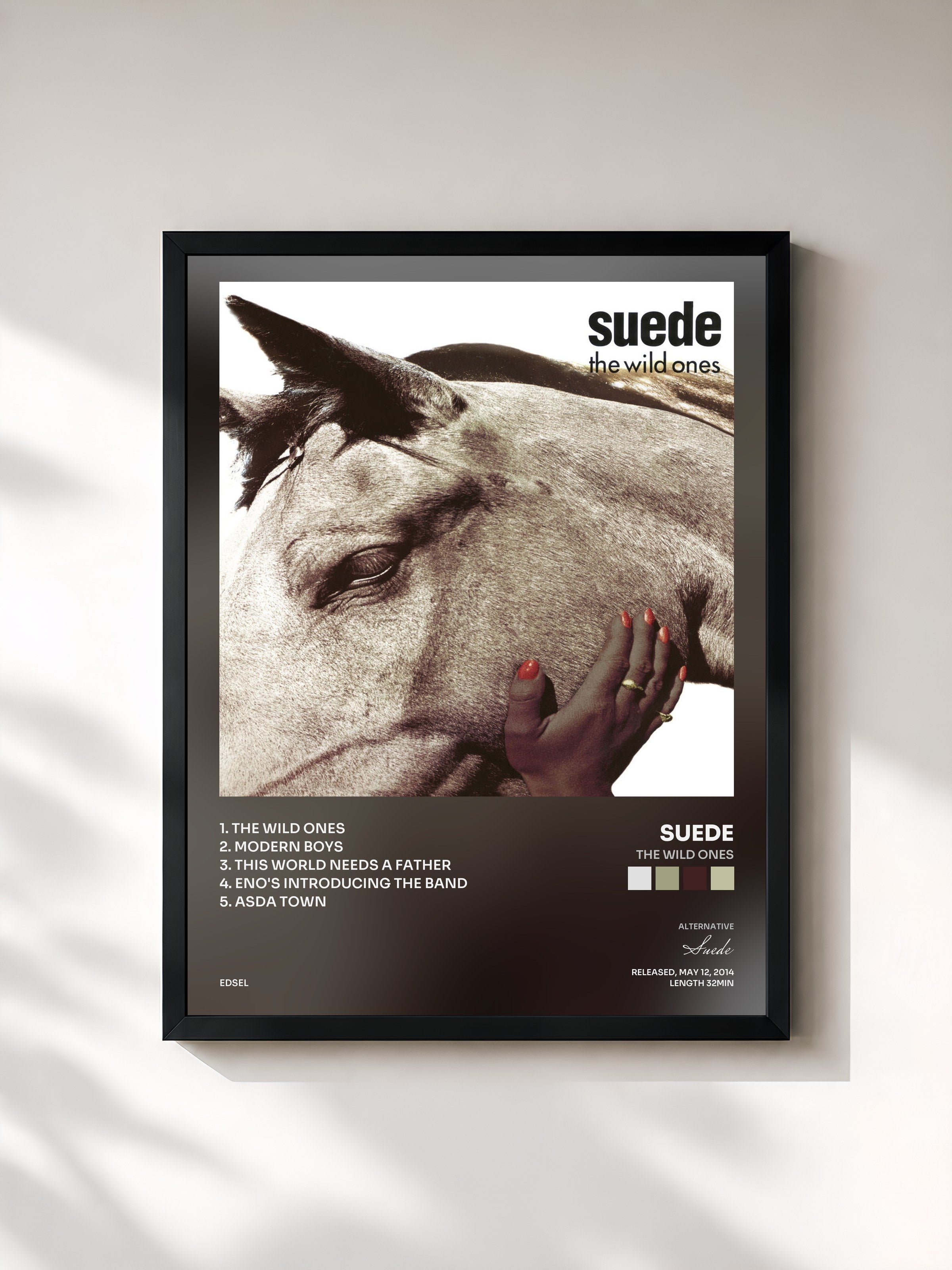 #noir Tableau de l'album The Wild Ones de Suede, cadre noir, imprimé et encadré en France