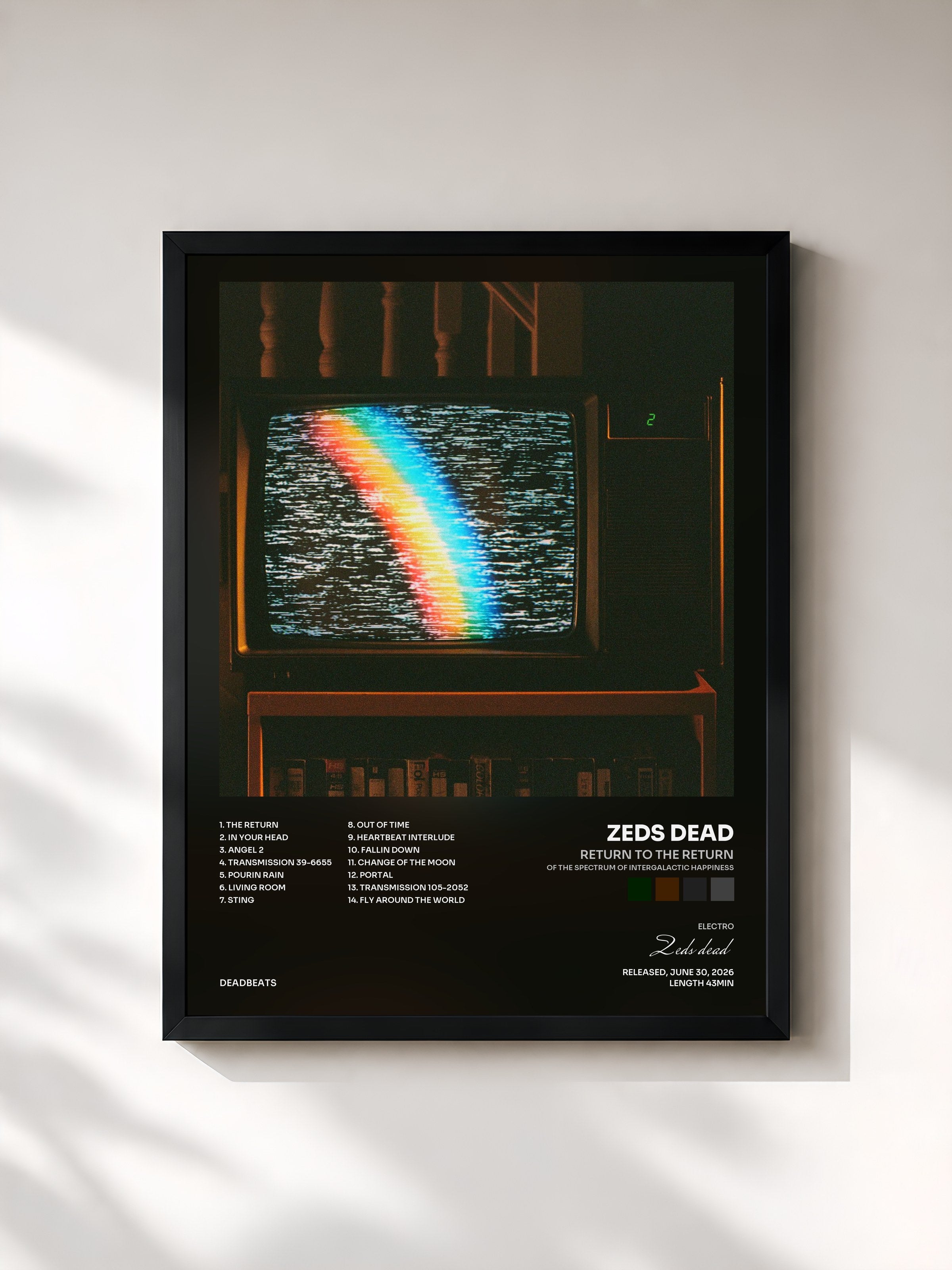 #noir Tableau de l'album Return to the Return (of the Spectrum of Intergalactic Happiness) de Zeds dead, cadre noir, imprimé et encadré en France