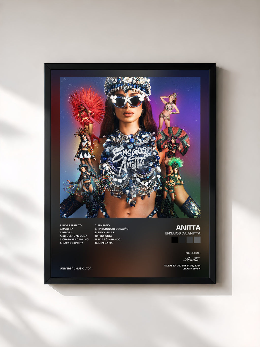 #noir Tableau de l'album Ensaios Da Anitta de Anitta, cadre noir, imprimé et encadré en France