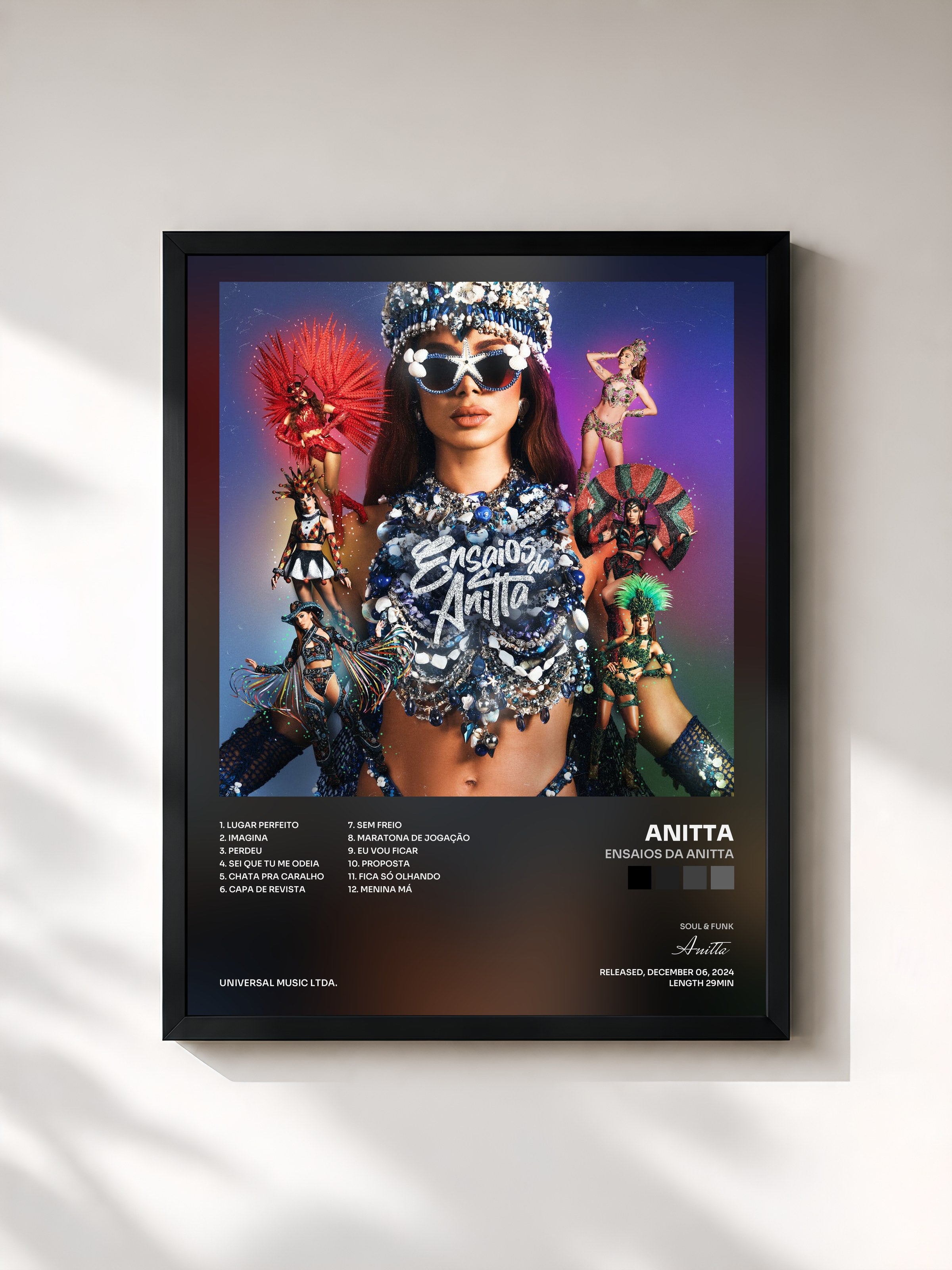 #noir Tableau de l'album Ensaios Da Anitta de Anitta, cadre noir, imprimé et encadré en France