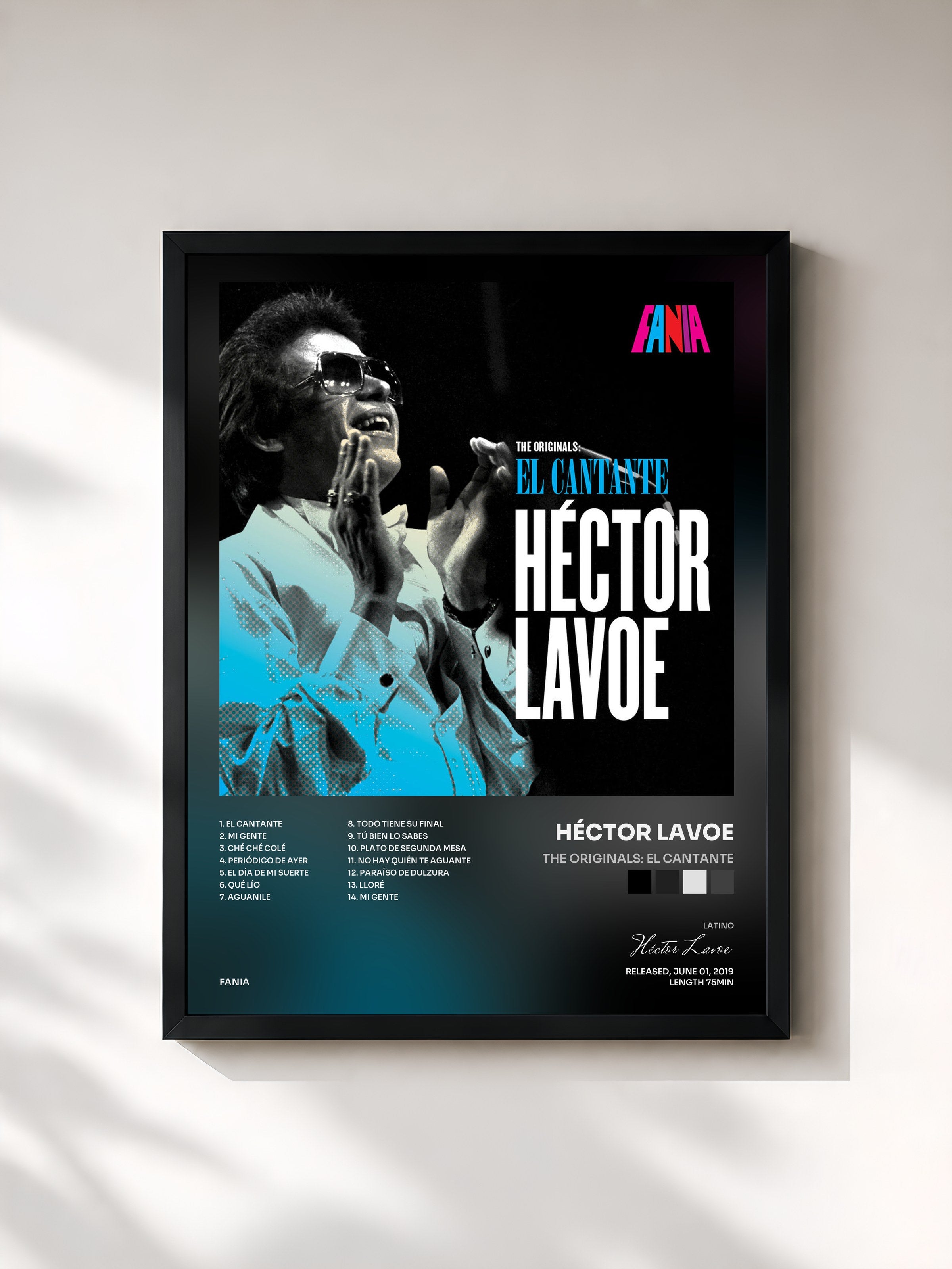 #noir Tableau de l'album The Originals: El Cantante de Héctor Lavoe, cadre noir, imprimé et encadré en France