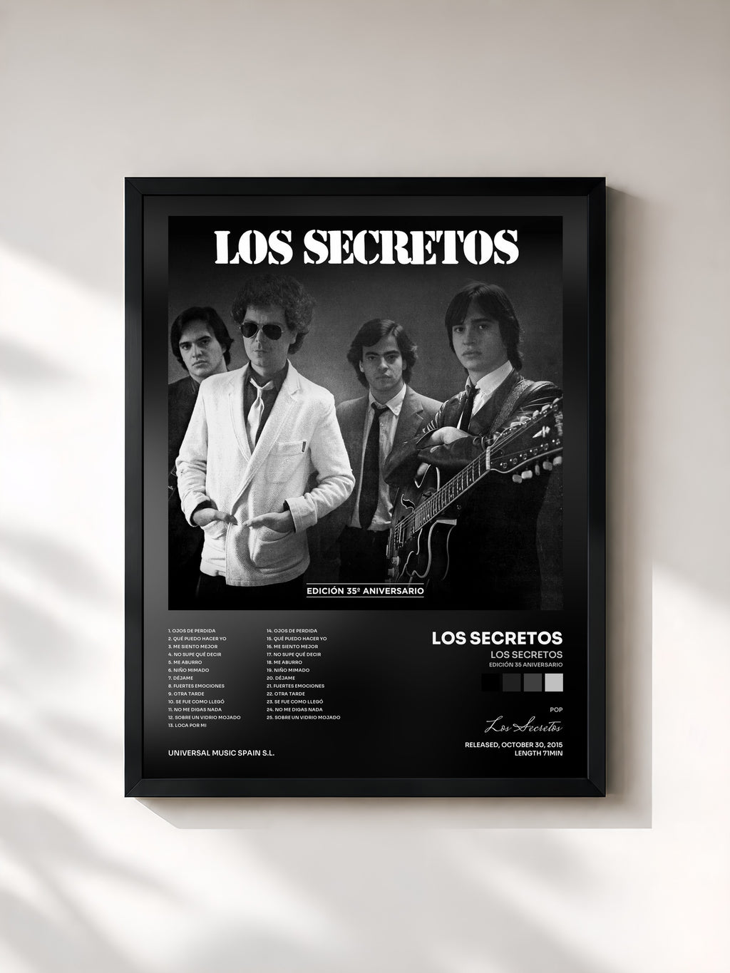 #noir Tableau de l'album Los Secretos (Edición 35 Aniversario) de Los Secretos, cadre noir, imprimé et encadré en France