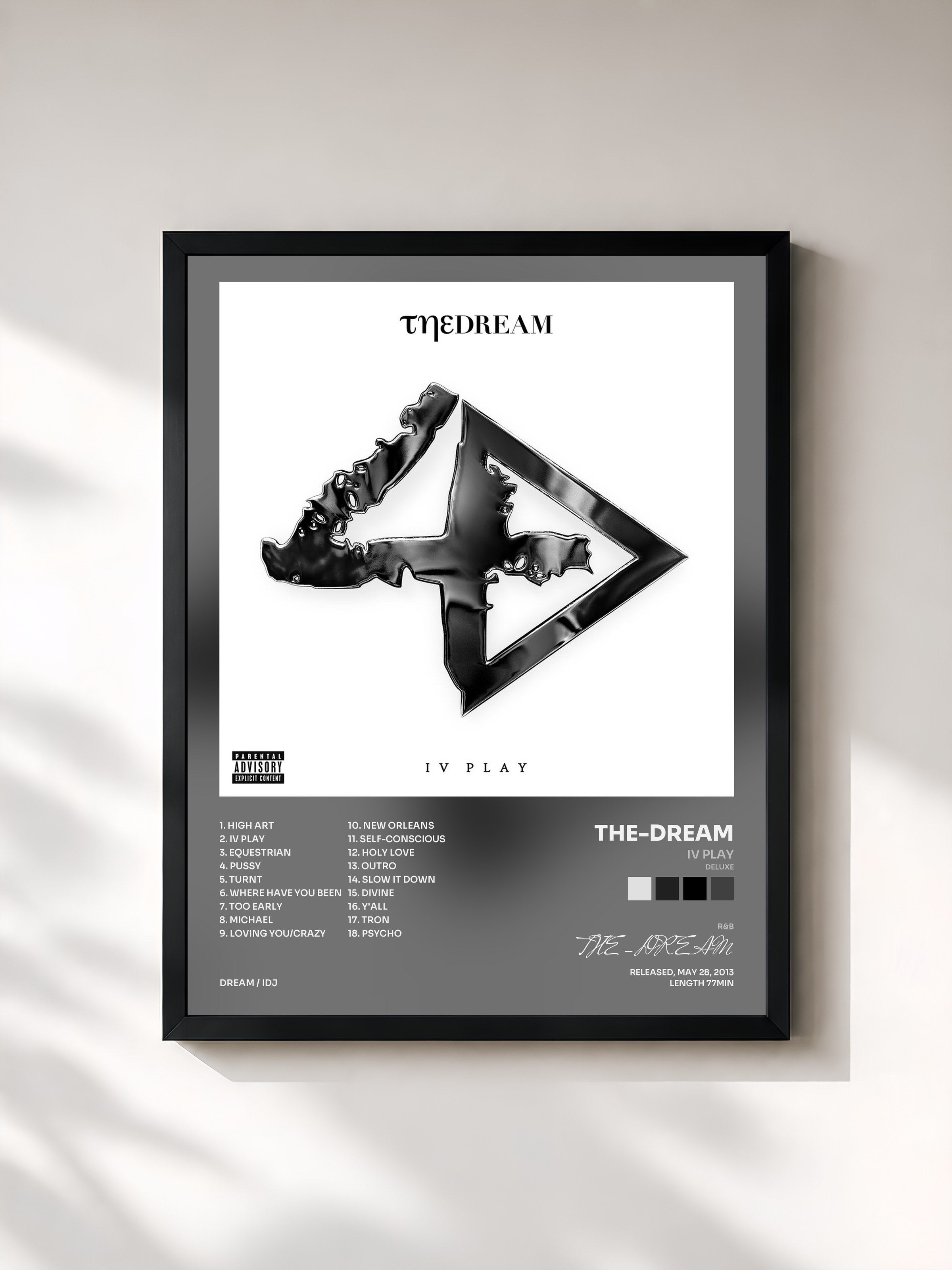 #noir Tableau de l'album IV Play (Deluxe) de THE-DREAM, cadre noir, imprimé et encadré en France