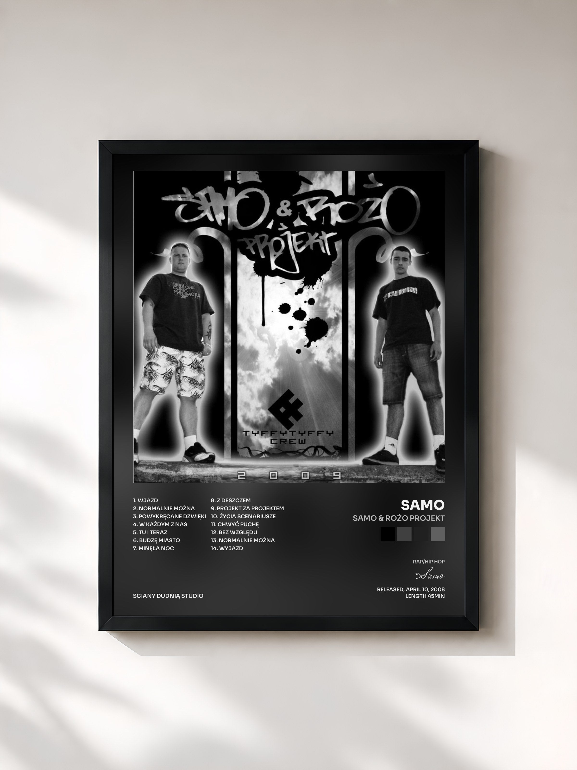 #noir Tableau de l'album SaMo & Rożo Projekt de Samo, cadre noir, imprimé et encadré en France