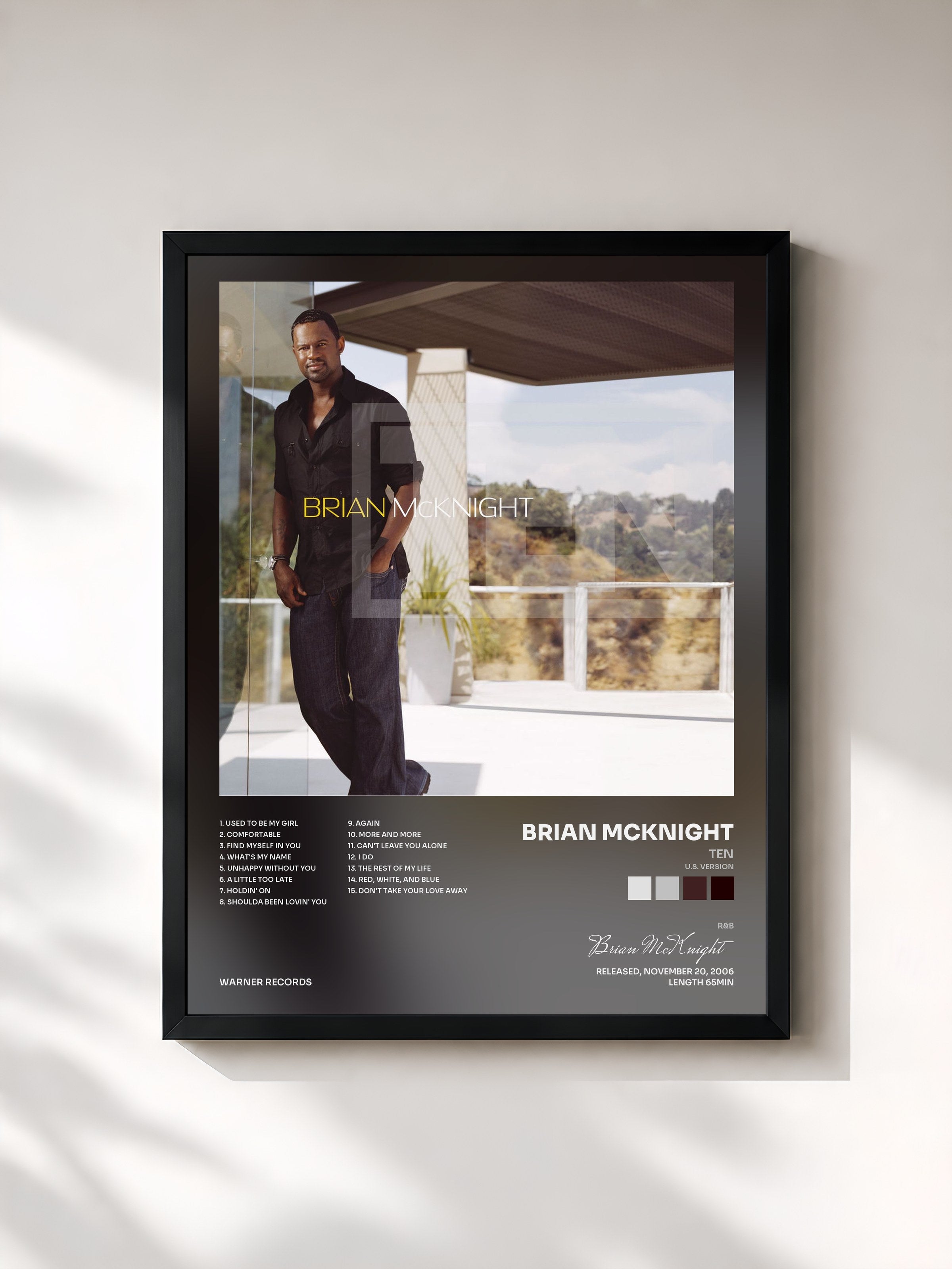 #noir Tableau de l'album Ten (U.S. Version) de Brian McKnight, cadre noir, imprimé et encadré en France