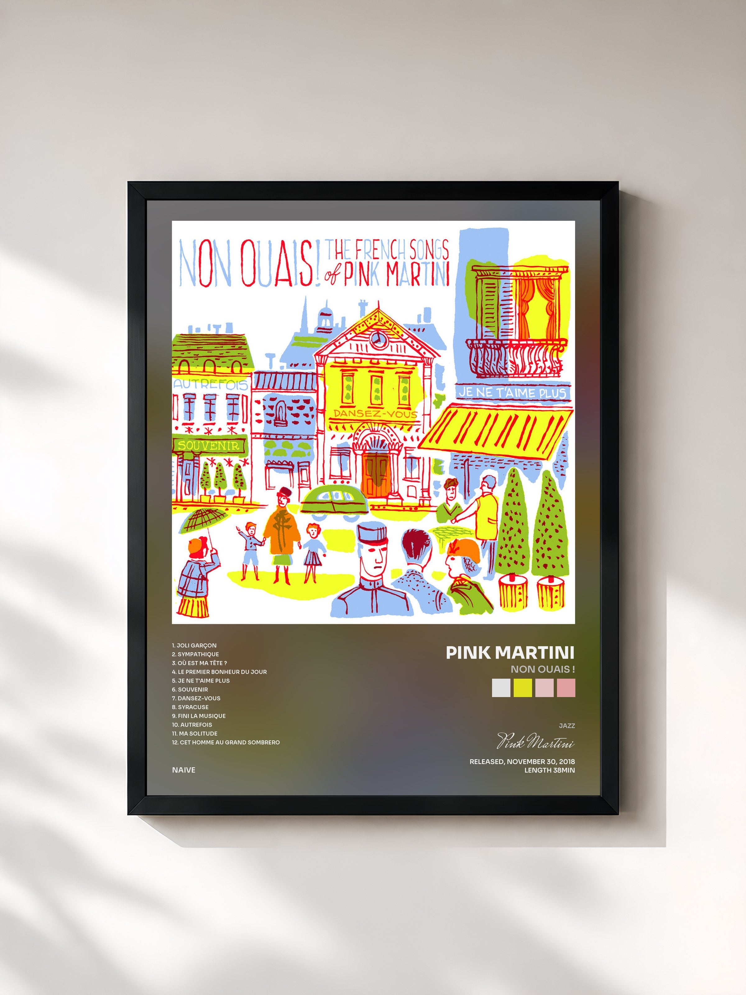 #noir Tableau de l'album Non ouais ! de Pink Martini, cadre noir, imprimé et encadré en France