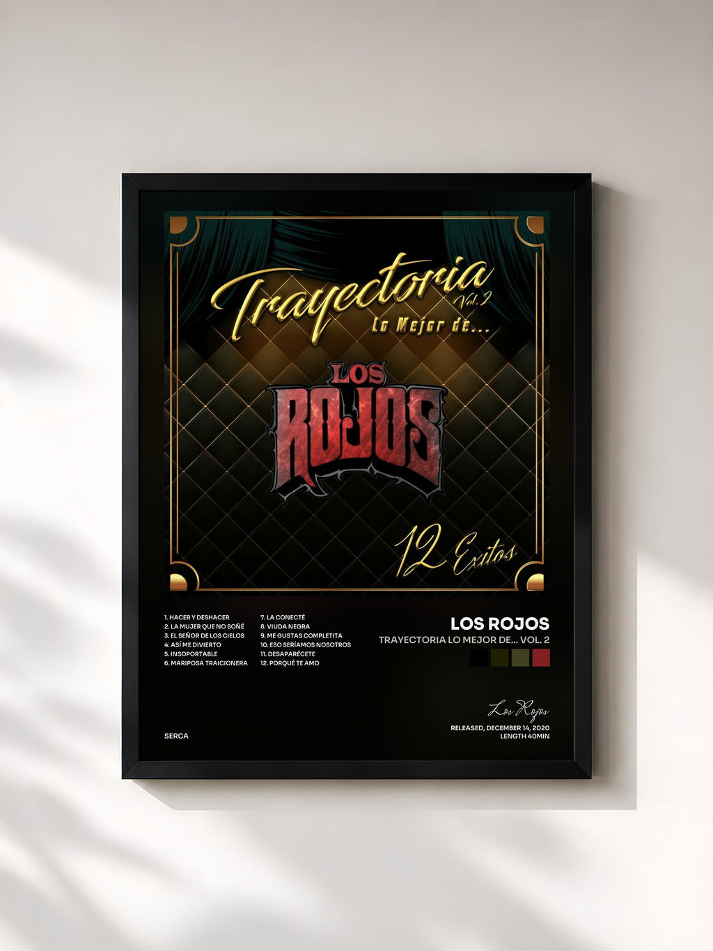 #noir Trayectoria Lo Mejor de... Vol. 2 von Los Rojos als gerahmter Kunstdruck, schwarzer Rahmen, gedruckt und gerahmt in Frankreich