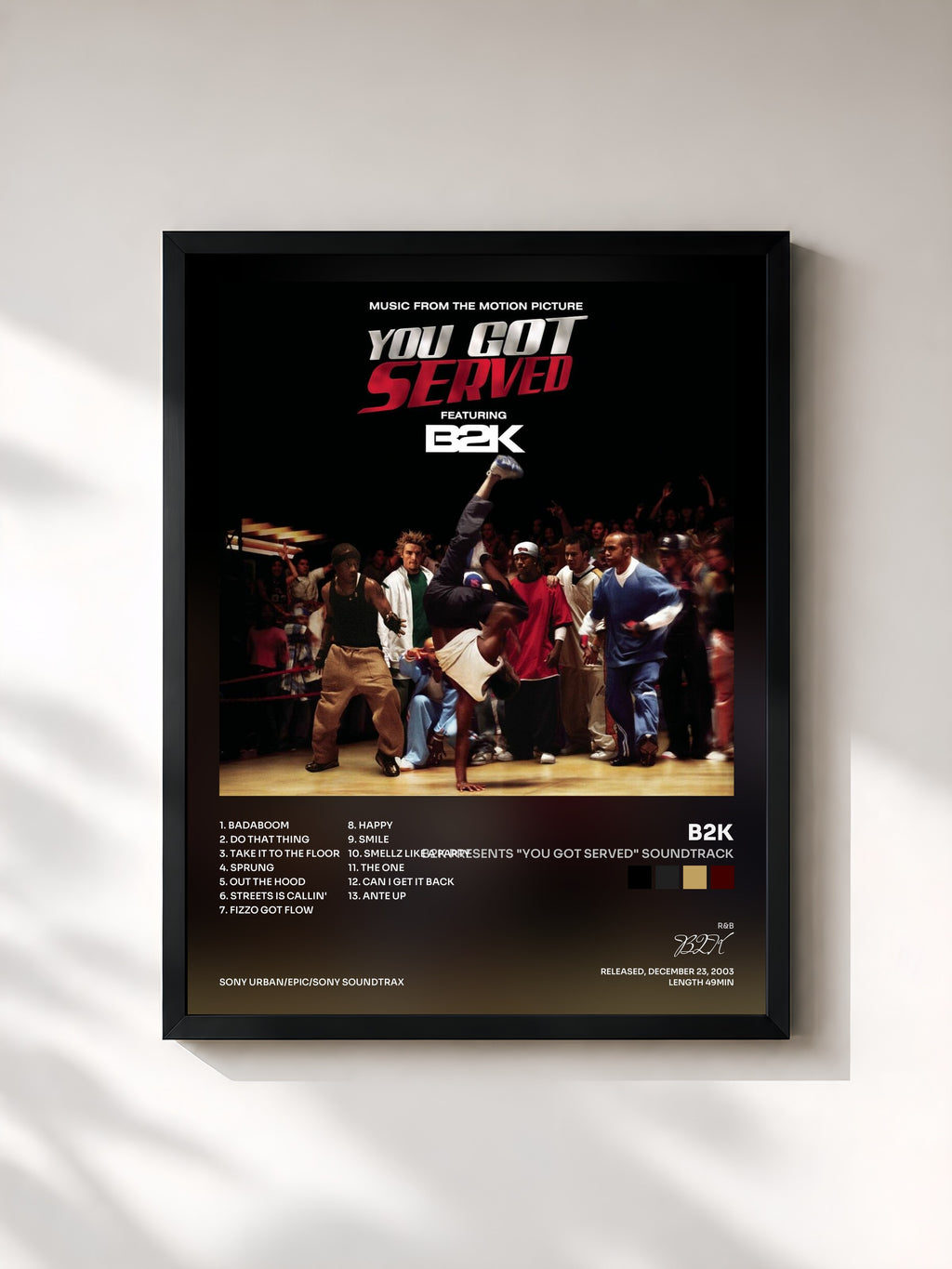 #noir Tableau de l'album B2K Presents "You Got Served" Soundtrack de B2K, cadre noir, imprimé et encadré en France