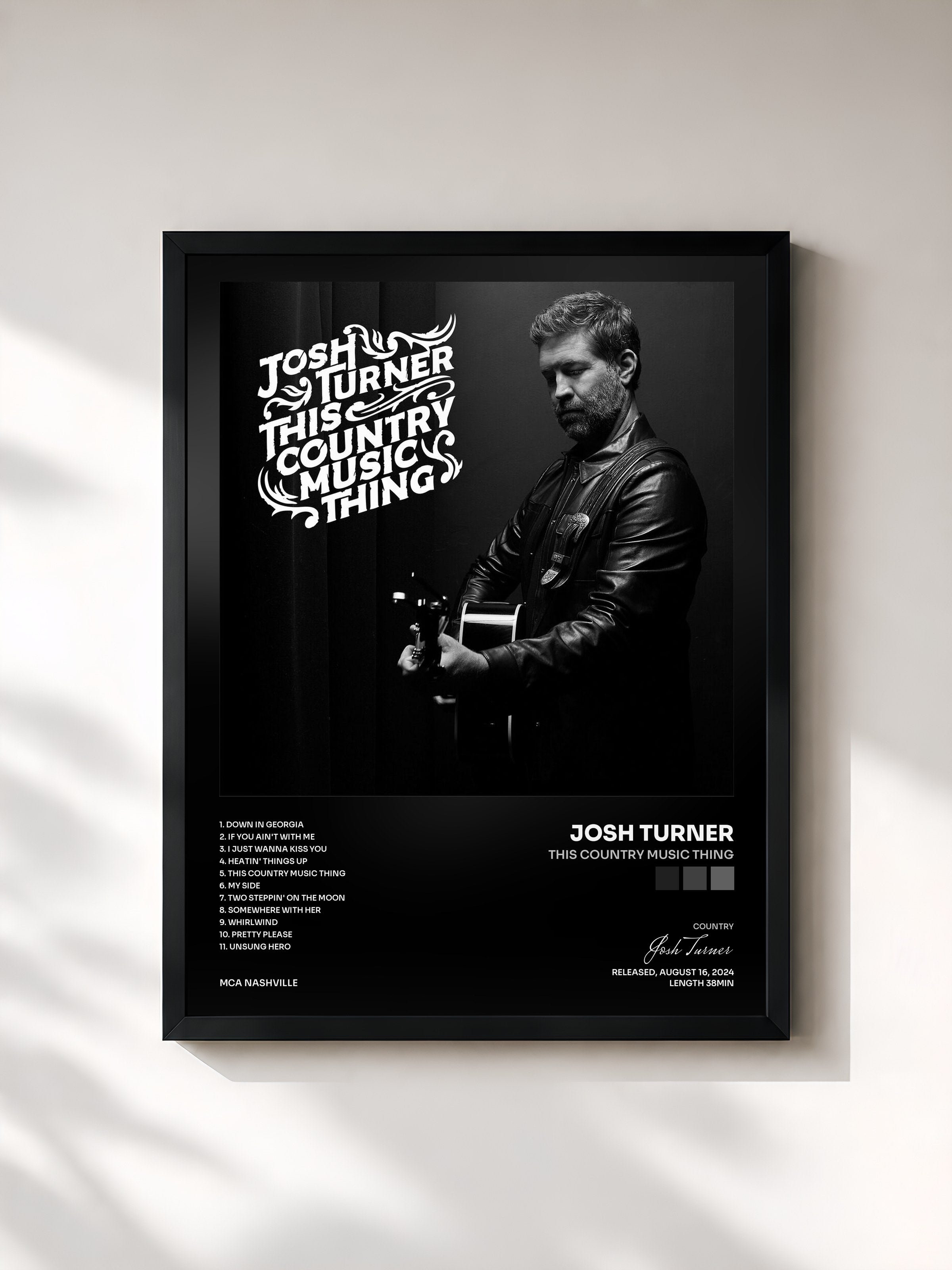 #noir Tableau de l'album This Country Music Thing de Josh Turner, cadre noir, imprimé et encadré en France