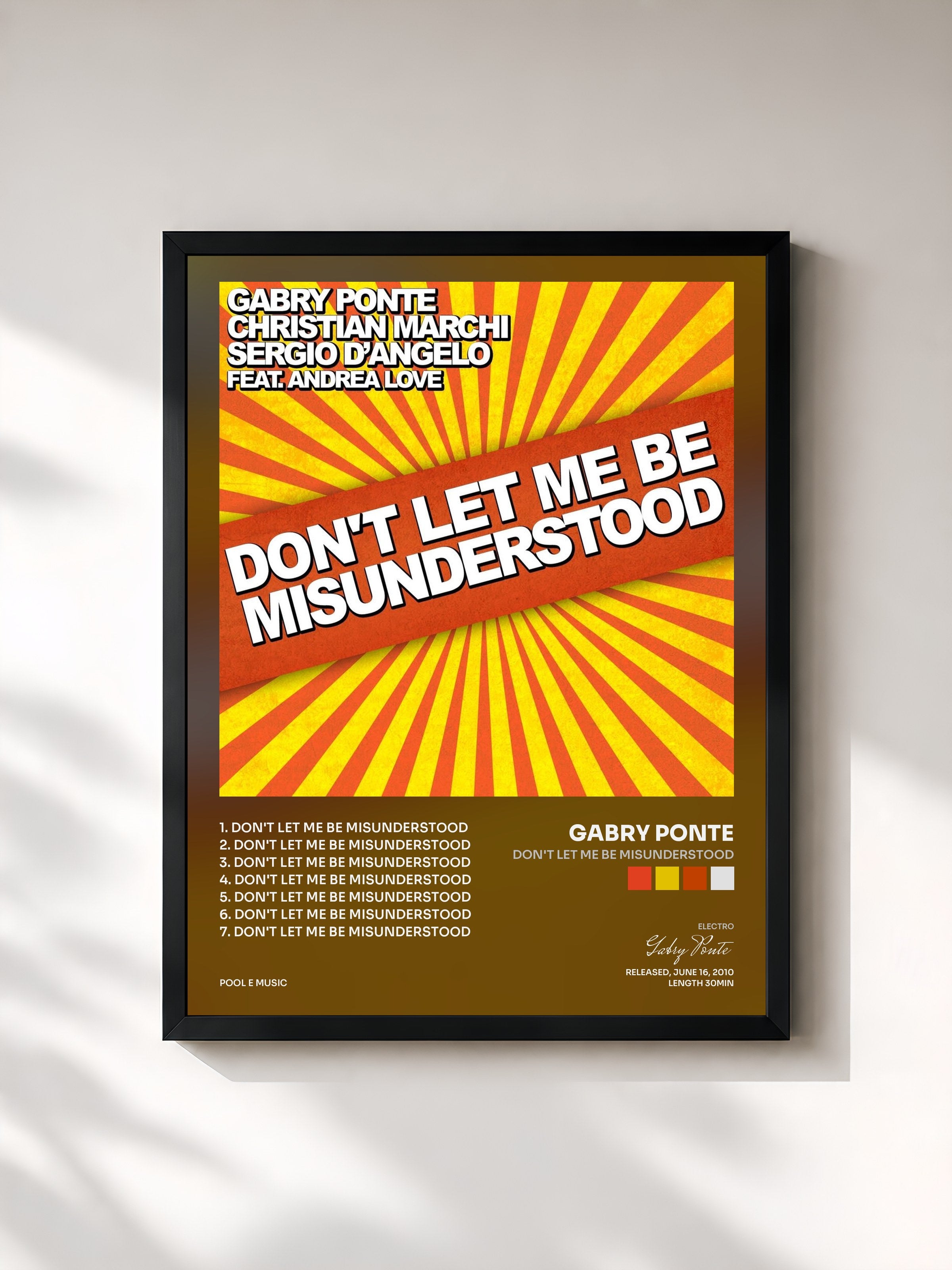 #noir Tableau de l'album Don't Let Me Be Misunderstood de Gabry Ponte, cadre noir, imprimé et encadré en France