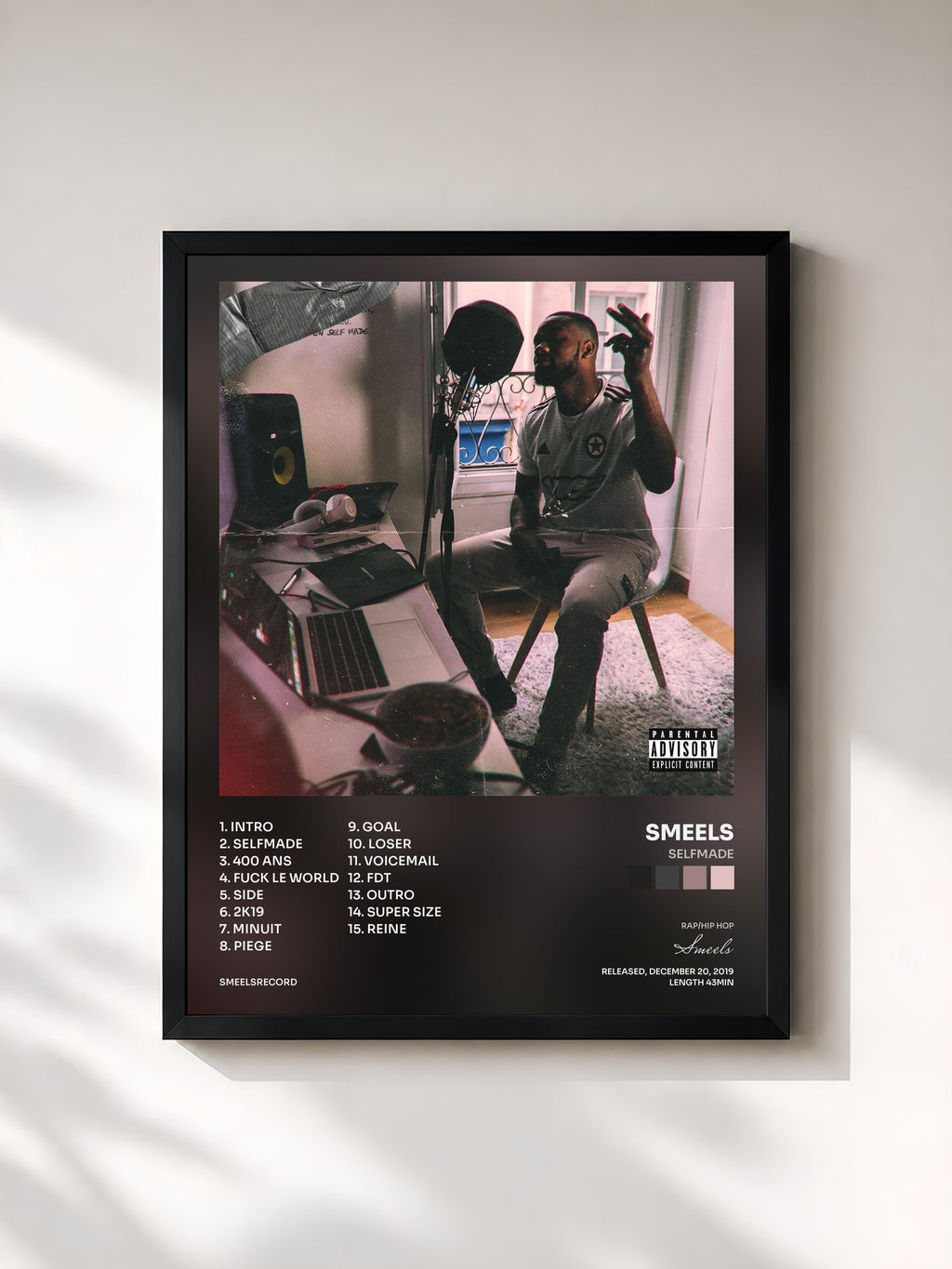 #noir Tableau de l'album Selfmade de Smeels, cadre noir, imprimé et encadré en France