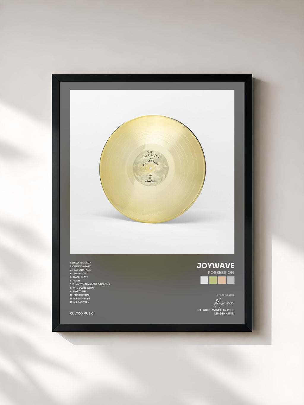 #noir Tableau de l'album Possession de Joywave, cadre noir, imprimé et encadré en France