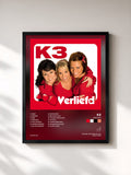 #noir Tableau de l'album Verliefd de K3, cadre noir, imprimé et encadré en France