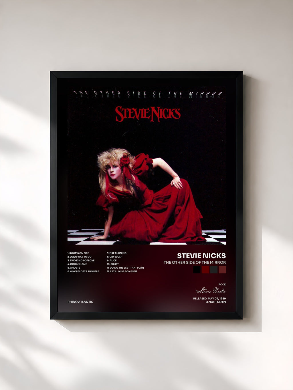 #noir Tableau de l'album The Other Side of the Mirror de Stevie Nicks, cadre noir, imprimé et encadré en France