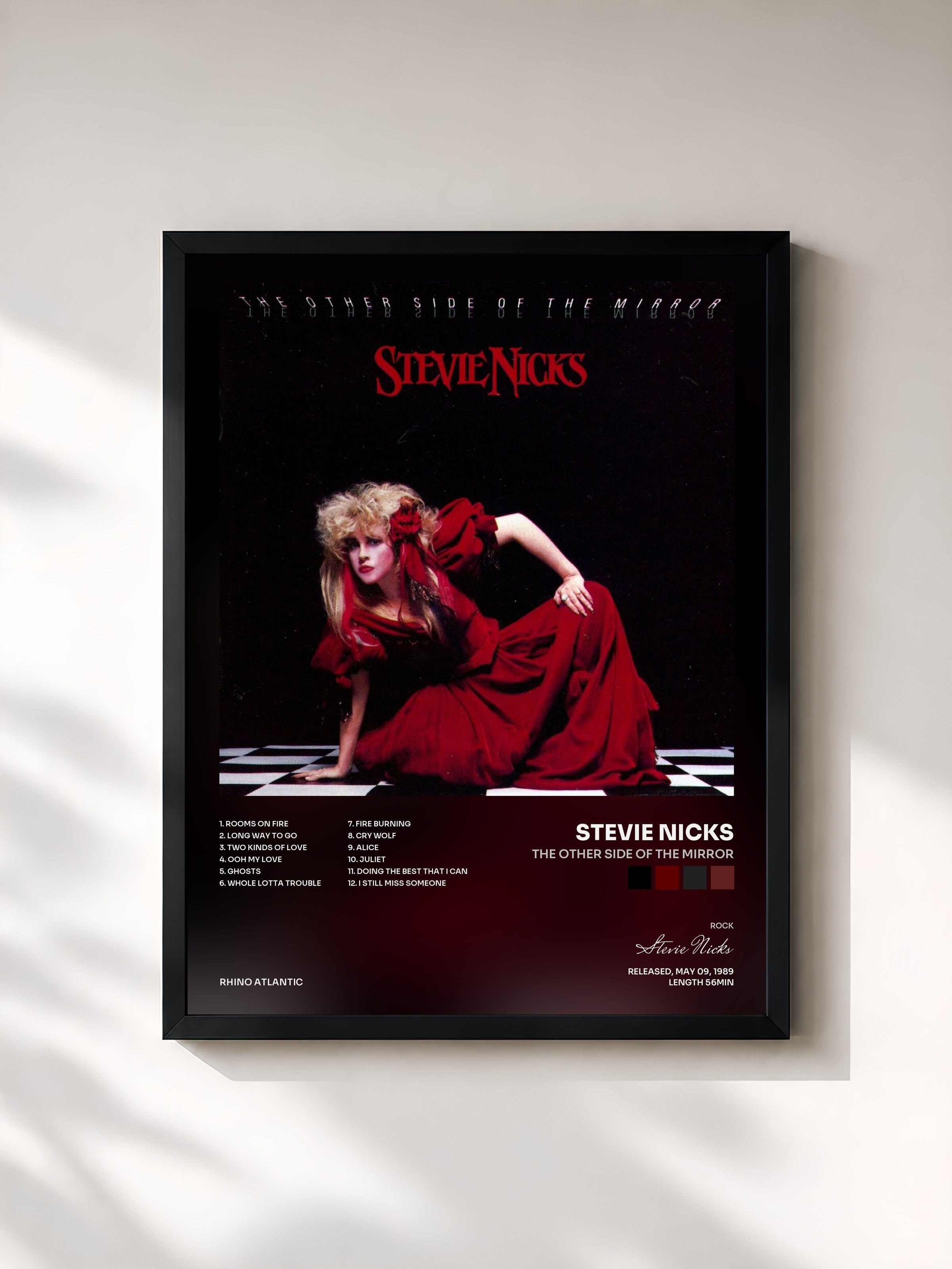 #noir Tableau de l'album The Other Side of the Mirror de Stevie Nicks, cadre noir, imprimé et encadré en France
