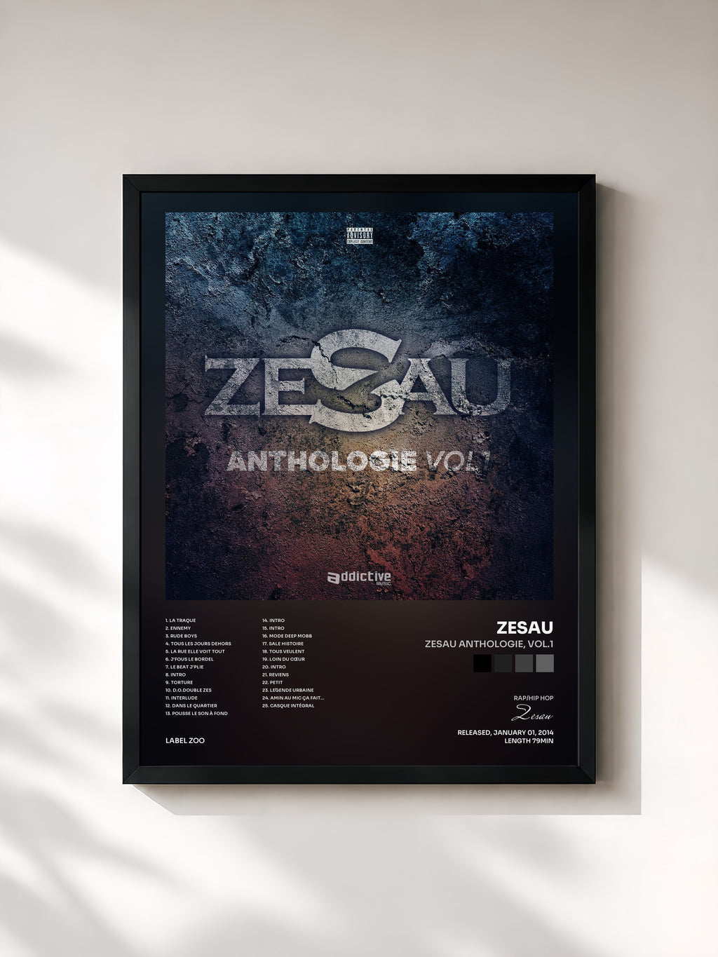 #noir Tableau de l'album Zesau Anthologie, Vol.1 de Zesau, cadre noir, imprimé et encadré en France