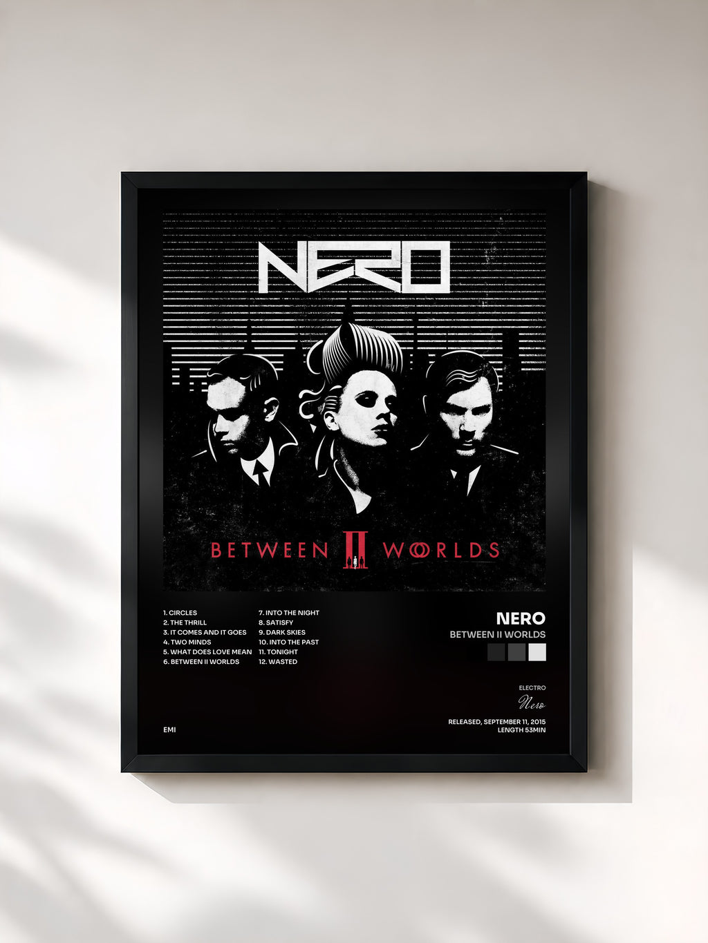 #noir Tableau de l'album Between II Worlds de Nero, cadre noir, imprimé et encadré en France