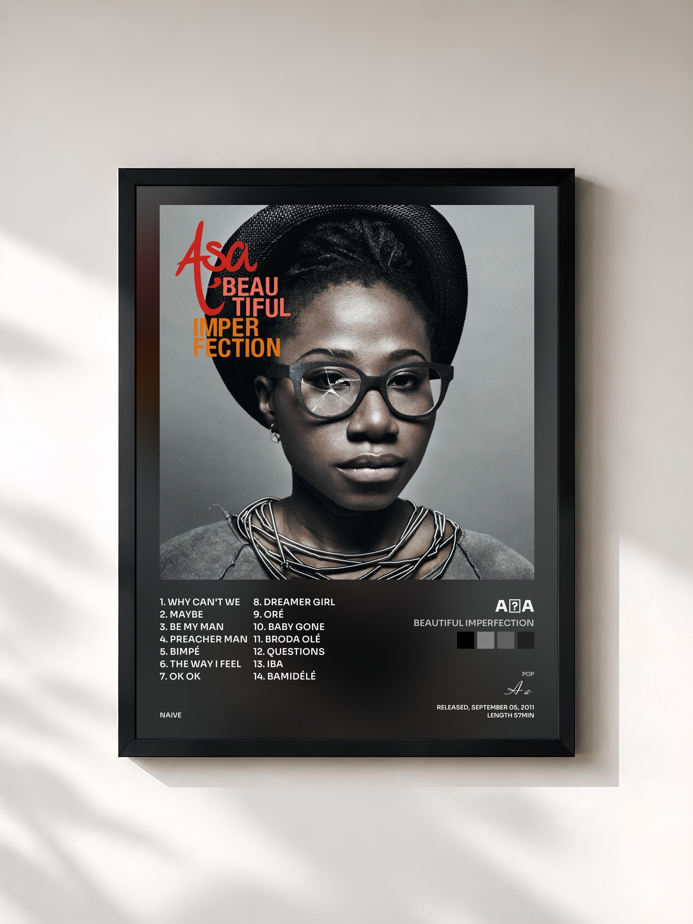 #noir Tableau de l'album Beautiful Imperfection de Aṣa, cadre noir, imprimé et encadré en France