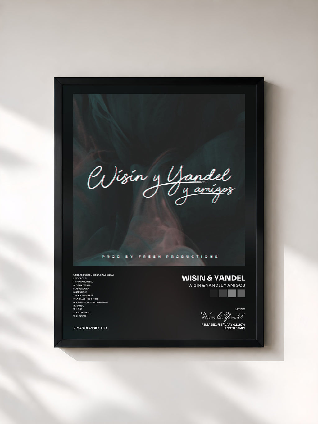 #noir Wisin & Yandel y Amigos di Wisin & Yandel in stampa incorniciata, cornice nera, stampata e incorniciata in Francia
