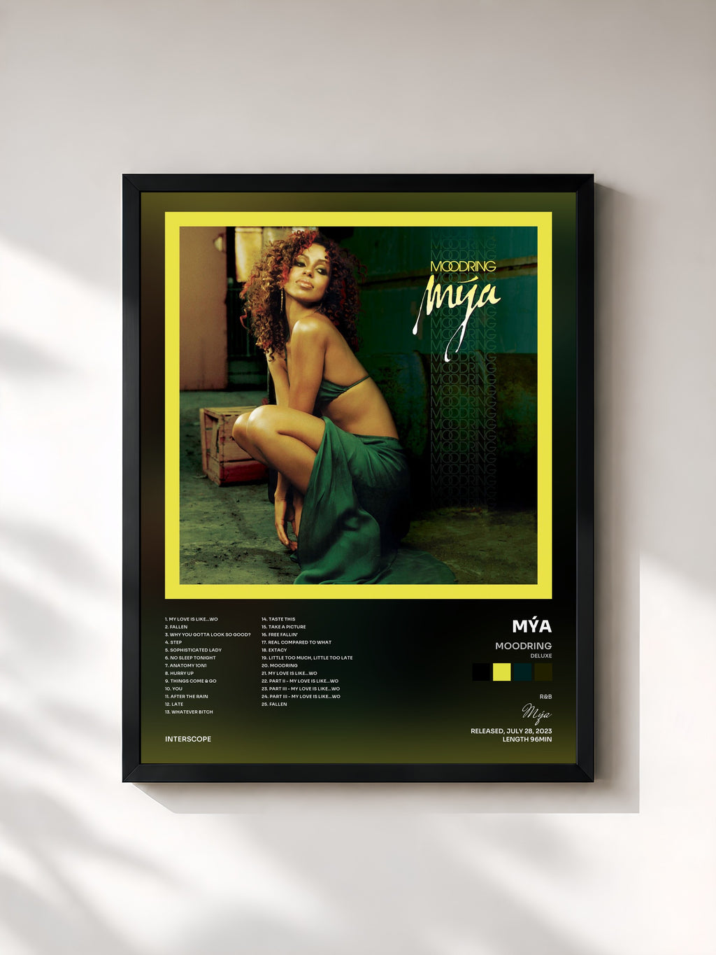 #noir Tableau de l'album Moodring (Deluxe) de Mýa, cadre noir, imprimé et encadré en France