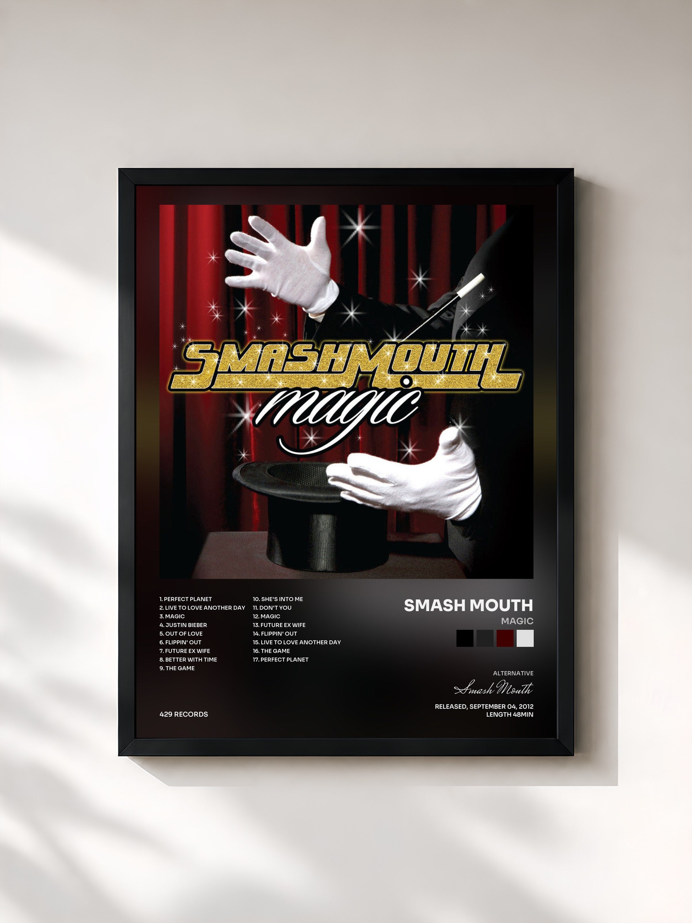 #noir Tableau de l'album Magic de Smash Mouth, cadre noir, imprimé et encadré en France