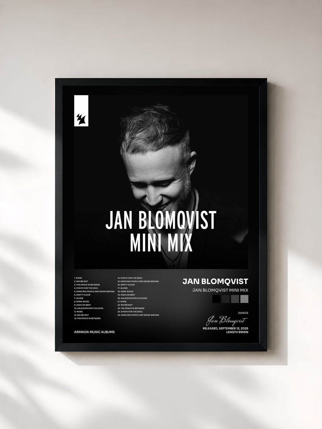 #noir Tableau de l'album Jan Blomqvist Mini Mix de Jan Blomqvist, cadre noir, imprimé et encadré en France