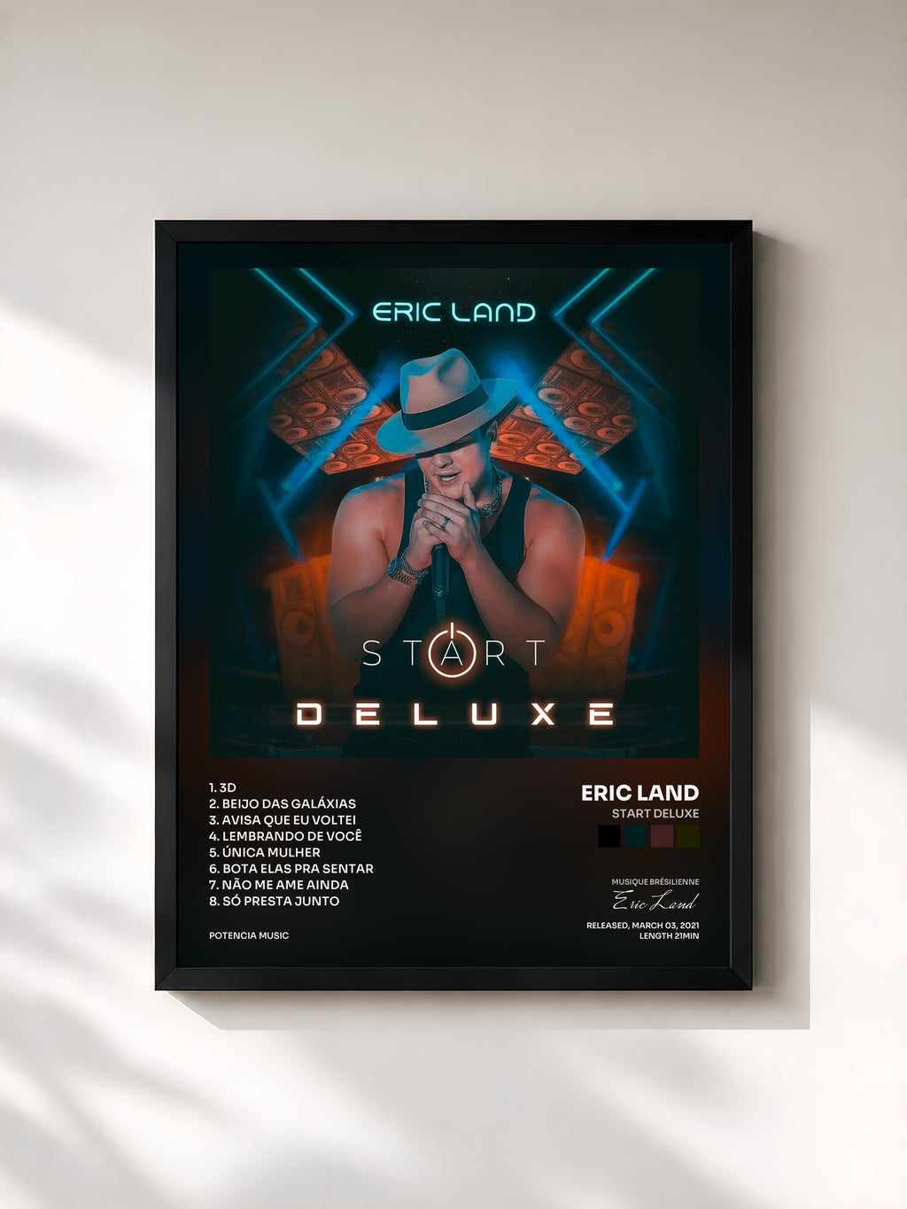 #noir Tableau de l'album Start DELUXE de Eric Land, cadre noir, imprimé et encadré en France