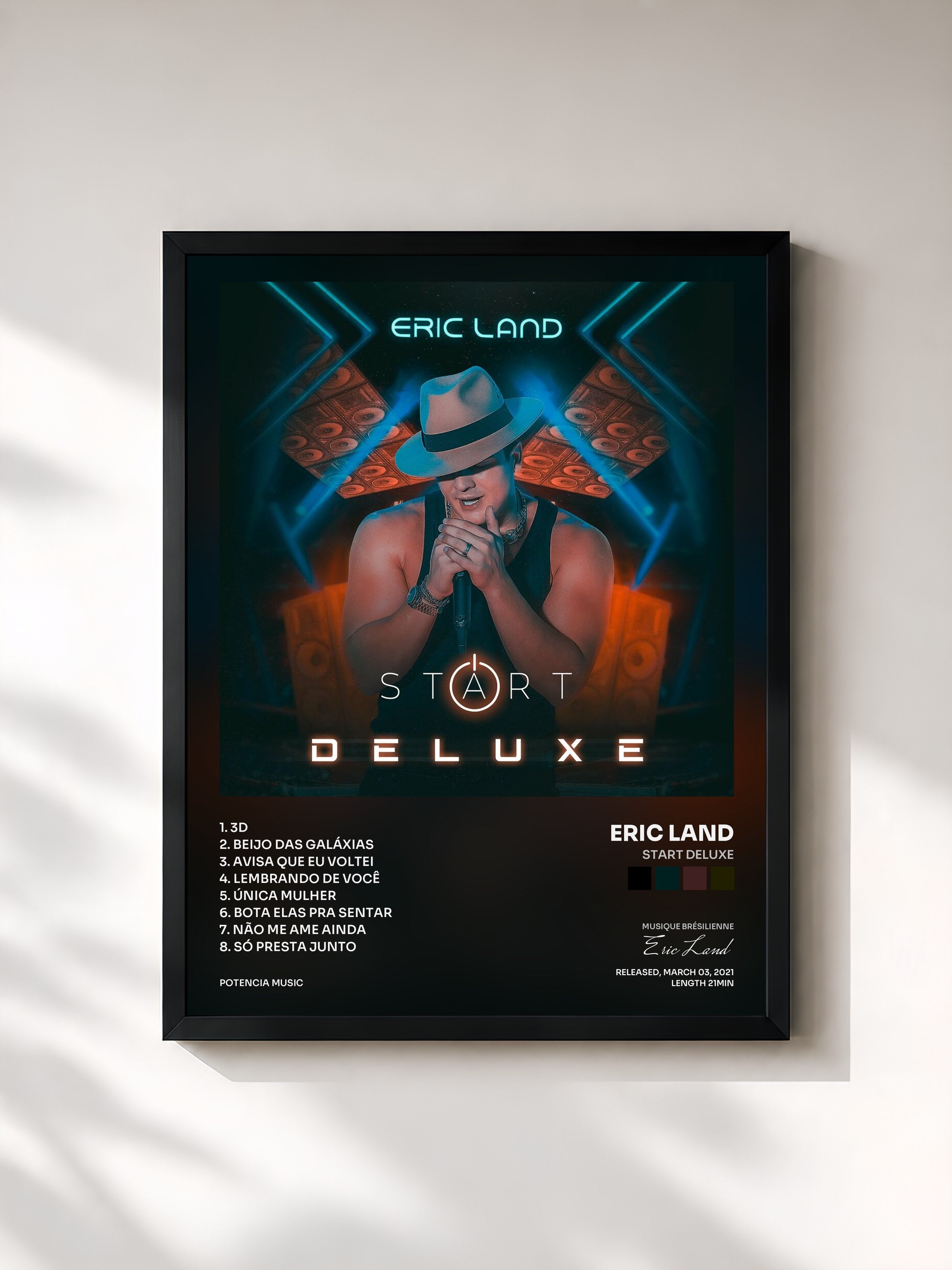 #noir Tableau de l'album Start DELUXE de Eric Land, cadre noir, imprimé et encadré en France