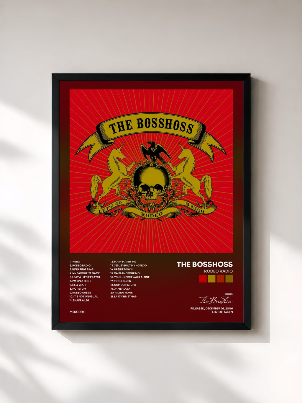 #noir Tableau de l'album Rodeo Radio de The BossHoss, cadre noir, imprimé et encadré en France