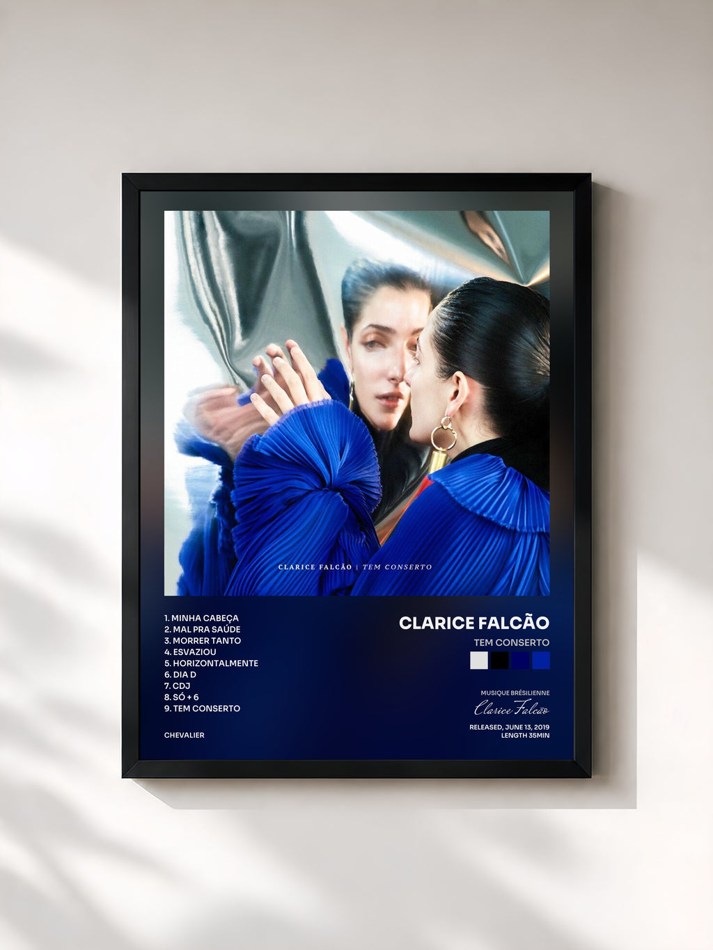 #noir Tableau de l'album Tem Conserto de Clarice Falcão, cadre noir, imprimé et encadré en France