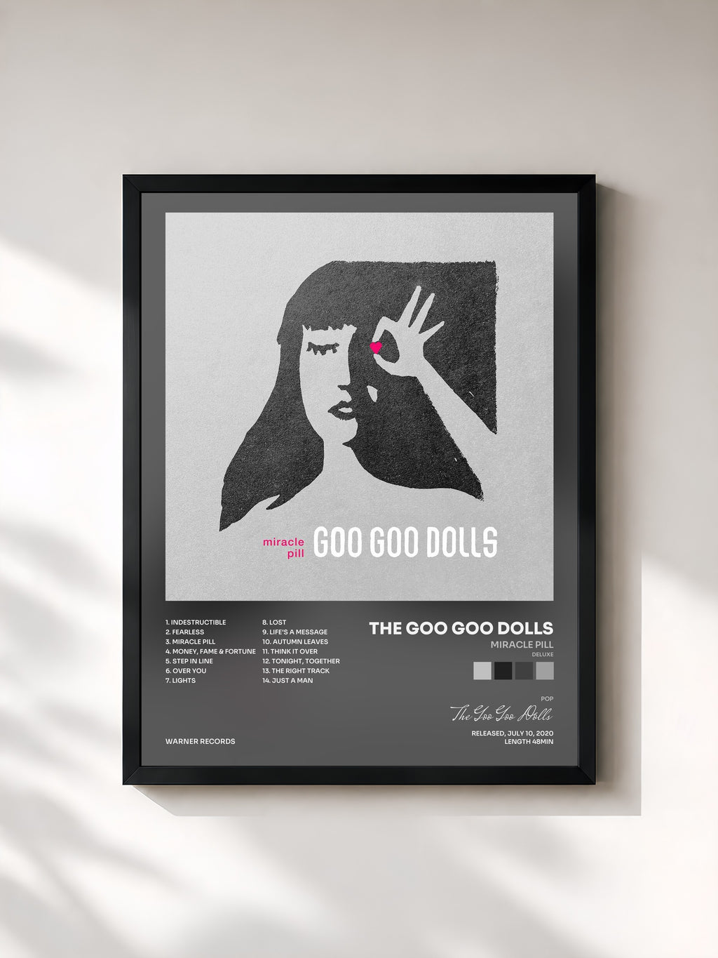 #noir Tableau de l'album Miracle Pill (Deluxe) de The Goo Goo Dolls, cadre noir, imprimé et encadré en France