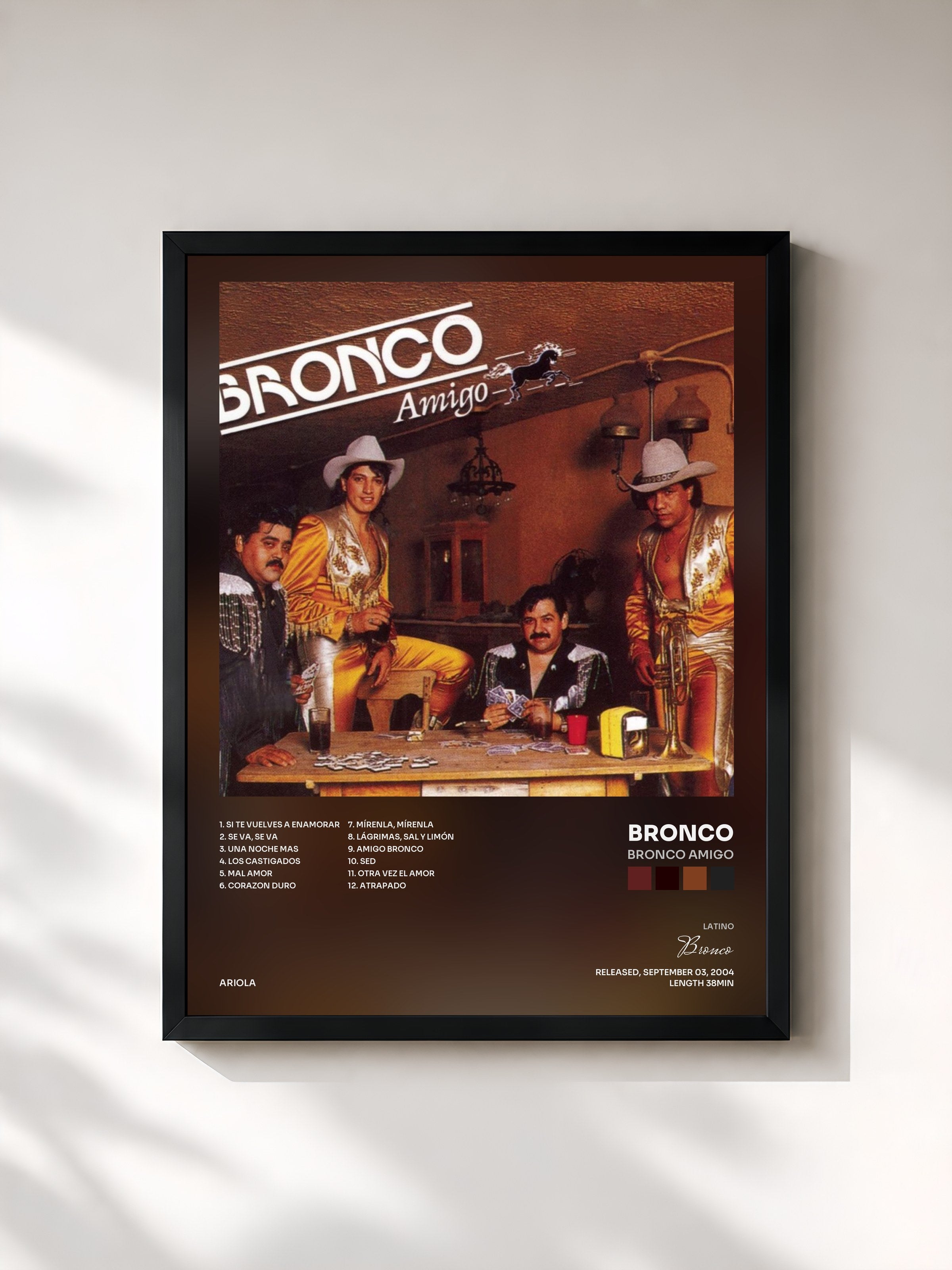 #noir Tableau de l'album Bronco Amigo de Bronco, cadre noir, imprimé et encadré en France